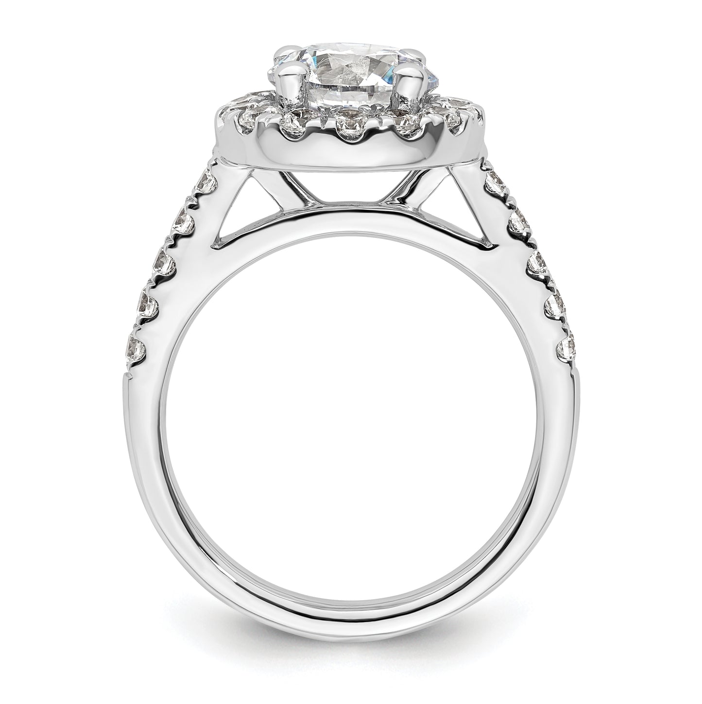 14K White Gold Halo (Holds 2 carat (8.2mm) Round Center) 7/8 carat  Diamond Semi-Mount Engagement Ring