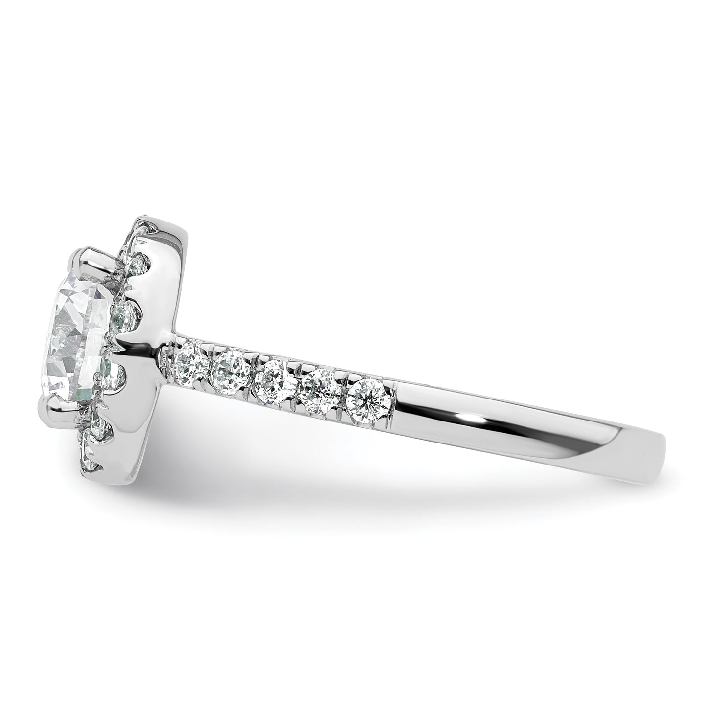 14K White Gold Halo (Holds 2 carat (8.2mm) Round Center) 7/8 carat  Diamond Semi-Mount Engagement Ring