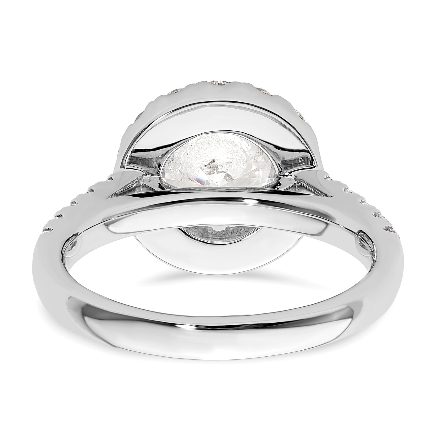 14K White Gold Halo (Holds 2 carat (8.2mm) Round Center) 7/8 carat  Diamond Semi-Mount Engagement Ring