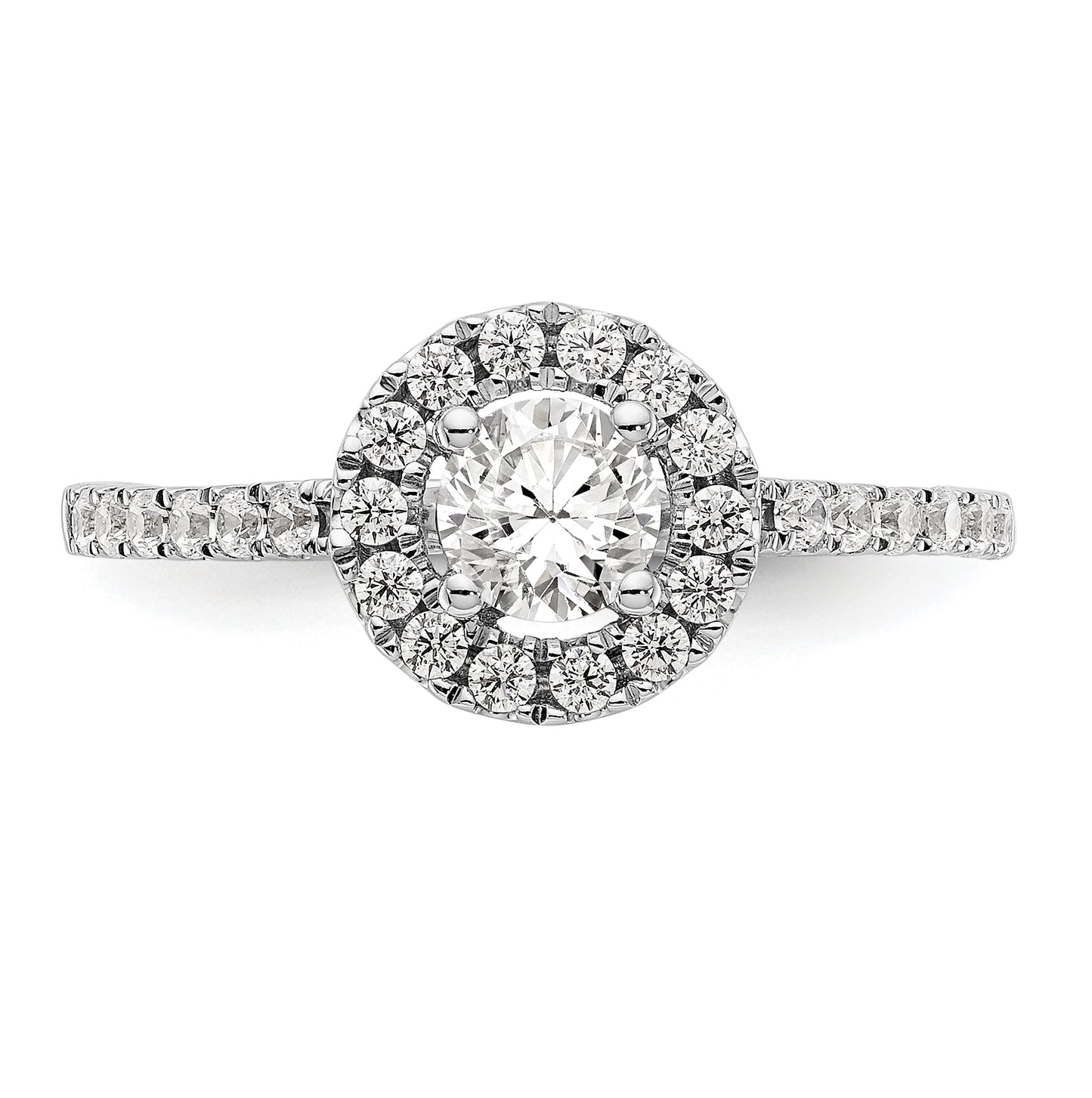 14K White Gold Halo (Holds 1/3 carat (4.5mm) Round Center) 1/3 carat Diamond Semi-Mount Engagement Ring