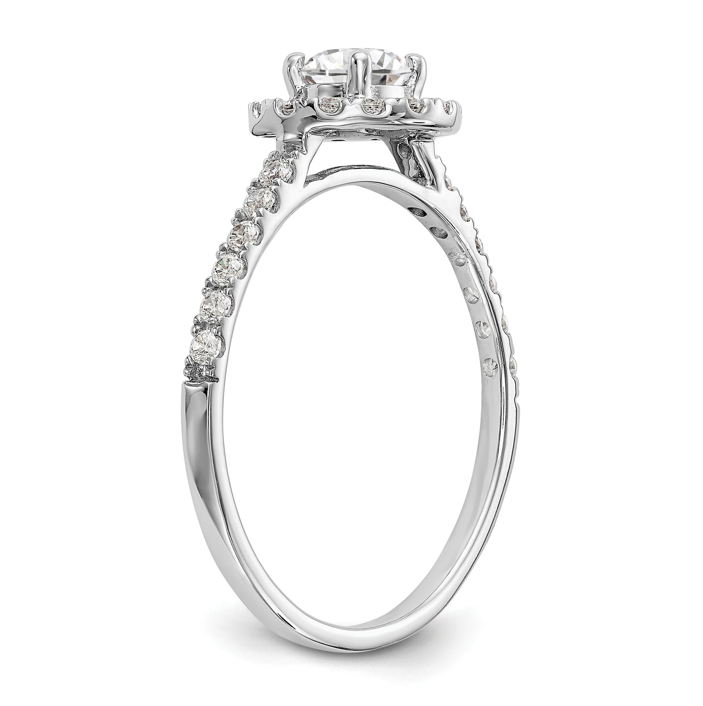 14K White Gold Halo (Holds 1/3 carat (4.5mm) Round Center) 1/3 carat Diamond Semi-Mount Engagement Ring