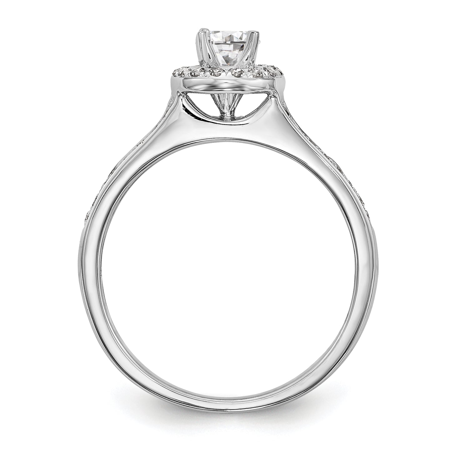 14K White Gold Halo (Holds 1/4 carat (4.00mm) Round Center) 1/5 carat Diamond Semi-Mount Engagement Ring