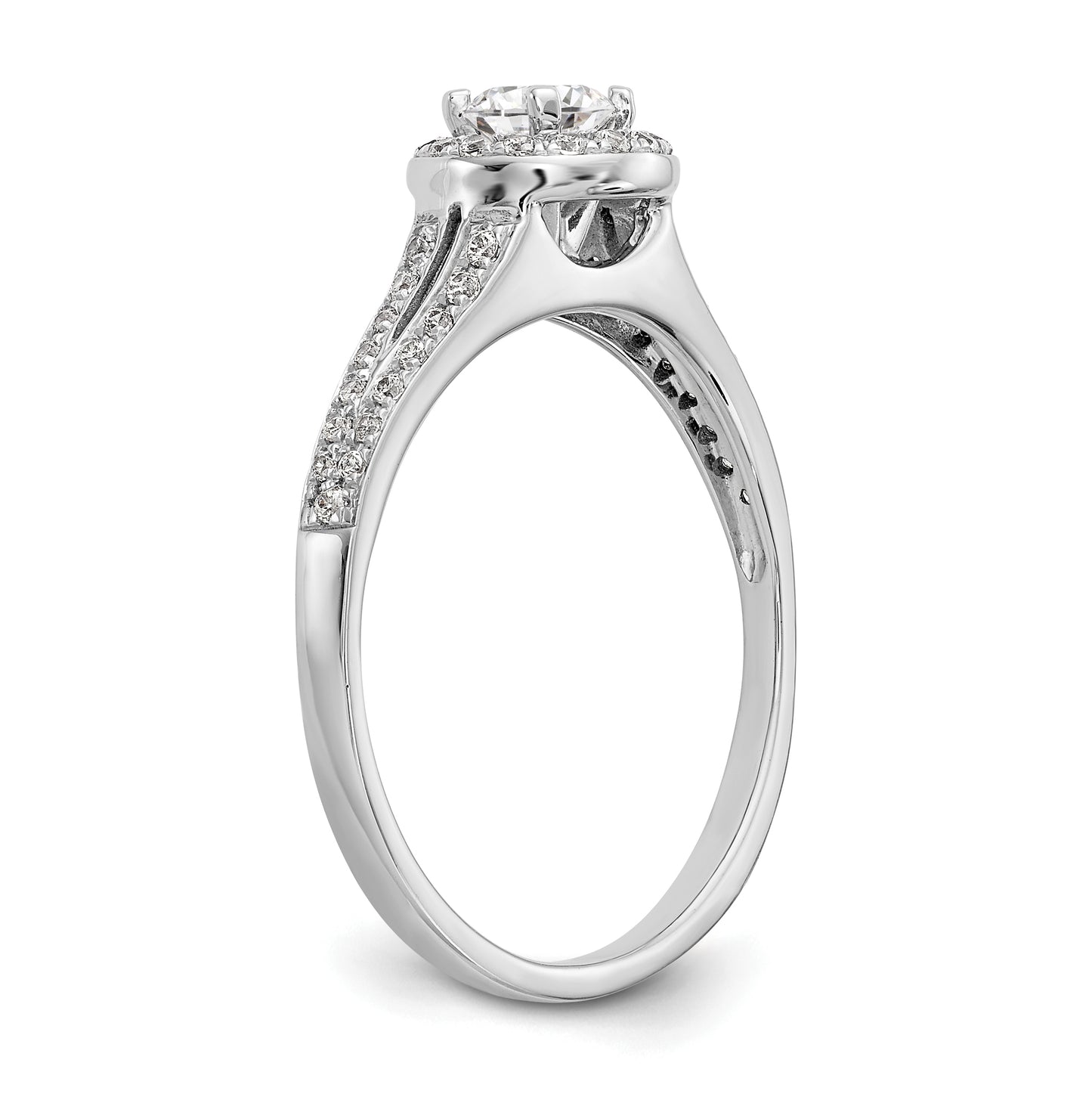 14K White Gold Halo (Holds 1/4 carat (4.00mm) Round Center) 1/5 carat Diamond Semi-Mount Engagement Ring