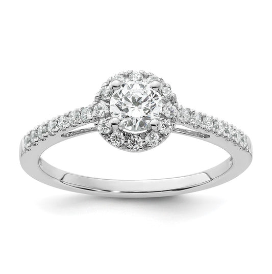 14K White Gold Halo Plus (Holds 1/4 carat (4.5mm) Round Center) 1/4 carat Diamond Semi-Mount Engagement Ring