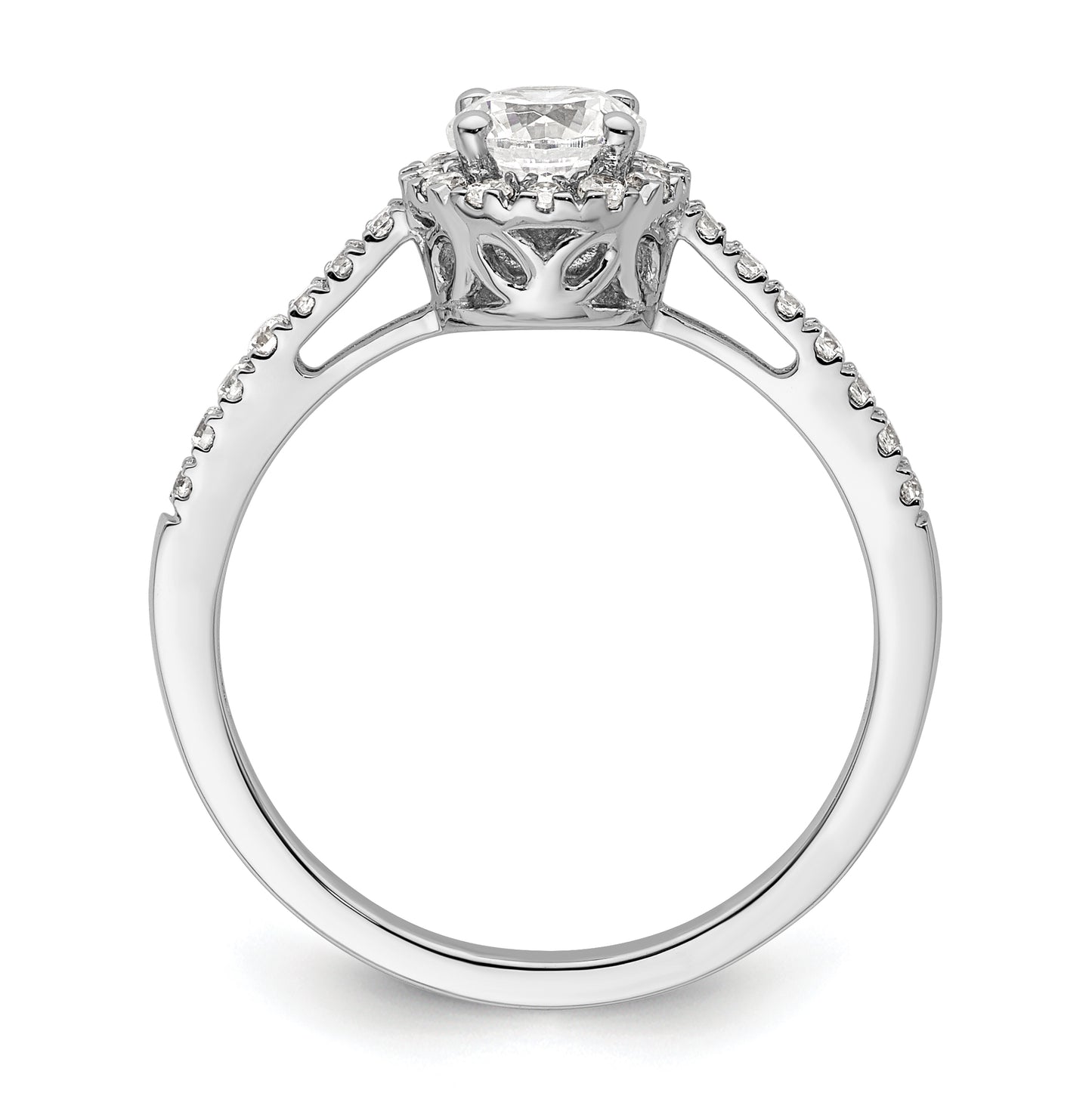 14K White Gold Halo Plus (Holds 1/2 ct (5.2mm) Round Center) 1/4 ct Diamond Semi-Mount Engagement Ring