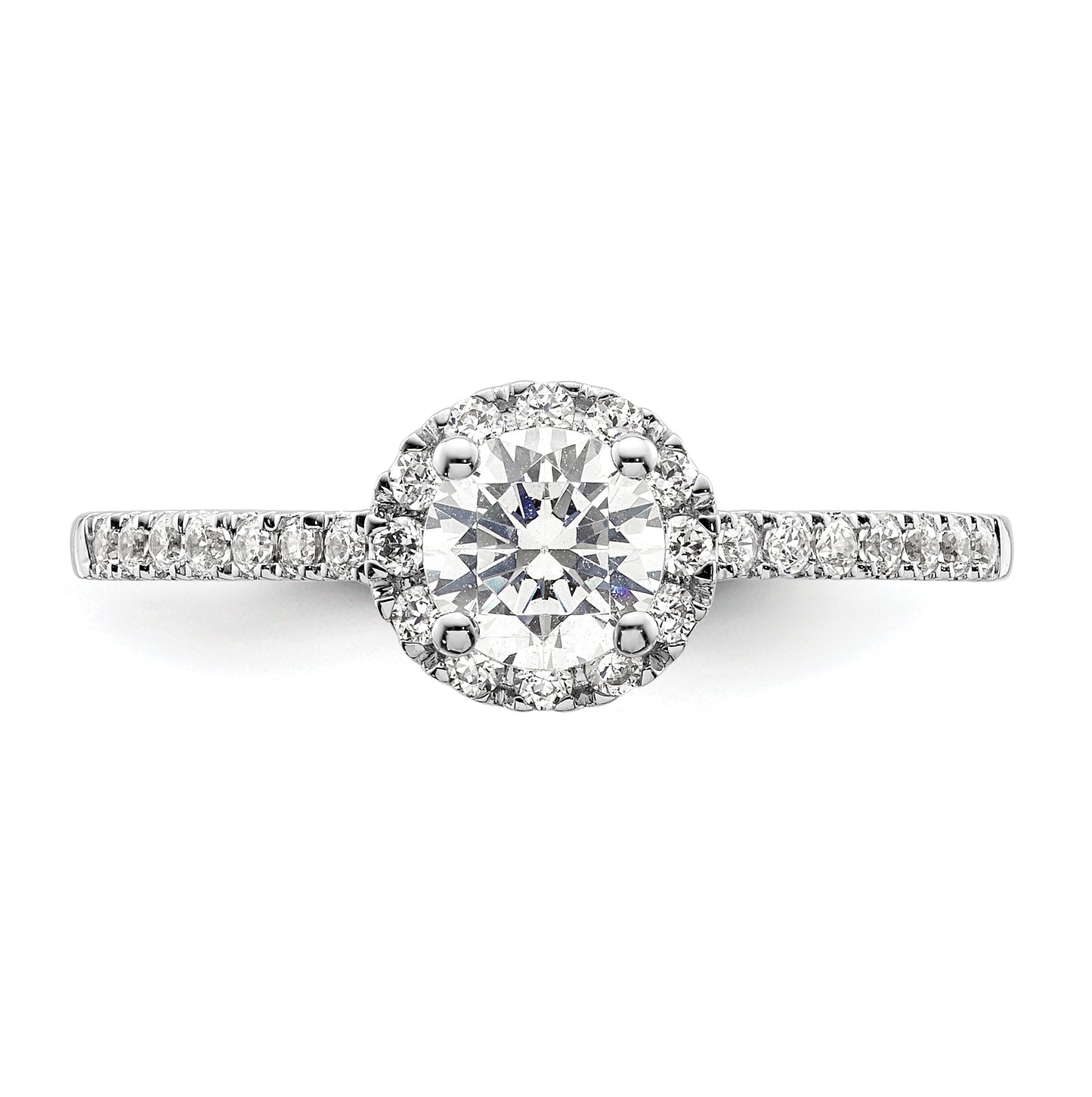 14K White Gold Halo Plus (Holds 1/2 ct (5.2mm) Round Center) 1/4 ct Diamond Semi-Mount Engagement Ring