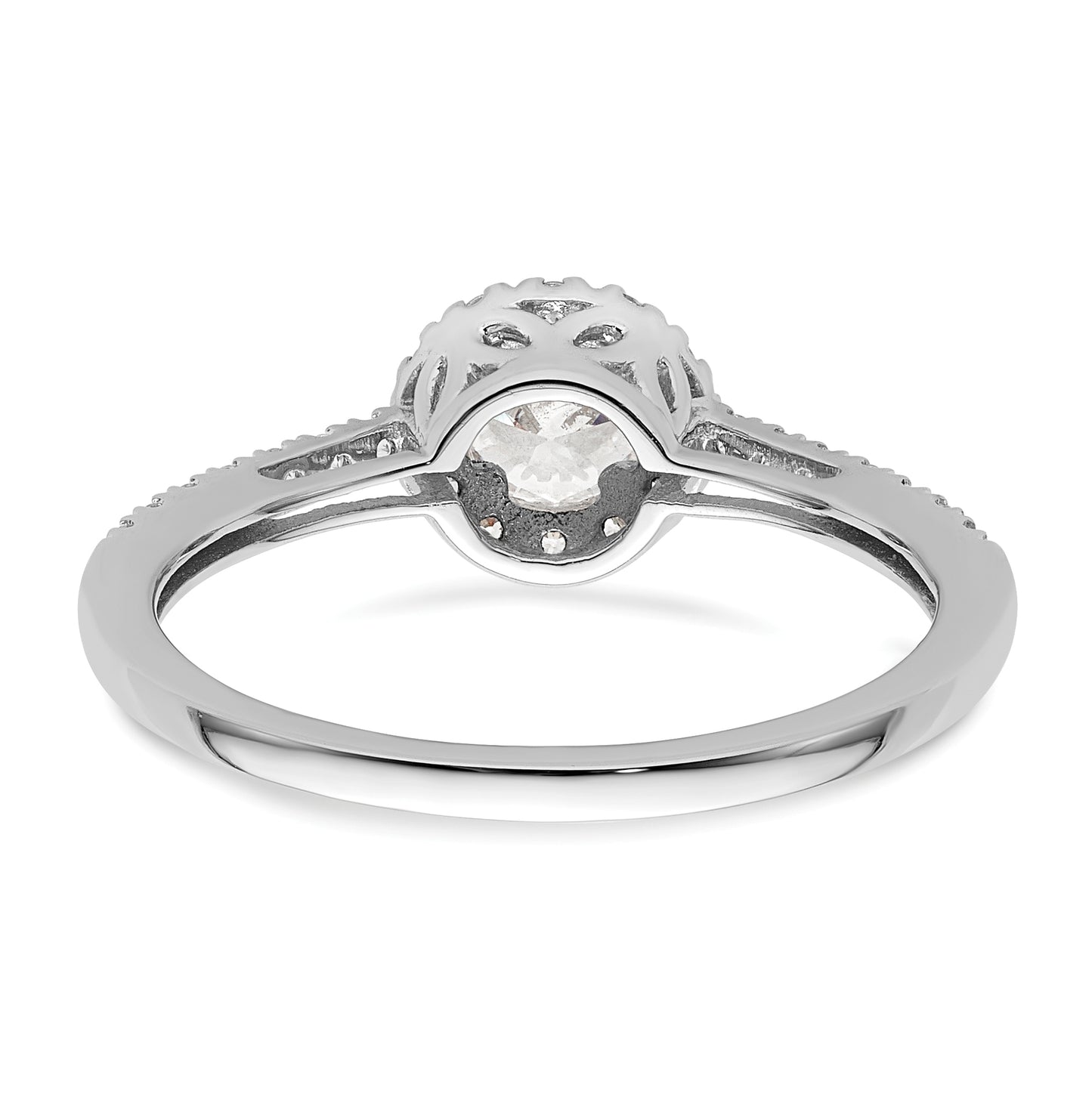 14K White Gold Halo Plus (Holds 1/2 ct (5.2mm) Round Center) 1/4 ct Diamond Semi-Mount Engagement Ring