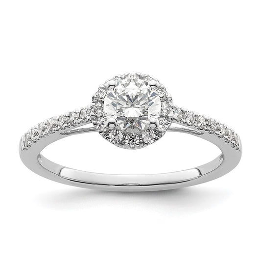14K White Gold Halo Plus (Holds 1/2 ct (5.2mm) Round Center) 1/4 ct Diamond Semi-Mount Engagement Ring