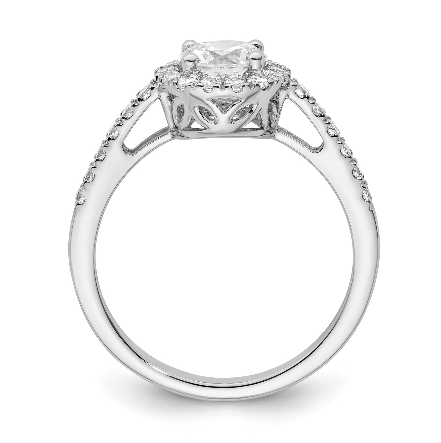 14K White Gold Halo Plus (Holds 3/4 carat (5.8mm) Round Center) 3/8 carat Diamond Semi-Mount Engagement Ring,  1.8 to 1.9 mm (tapered)