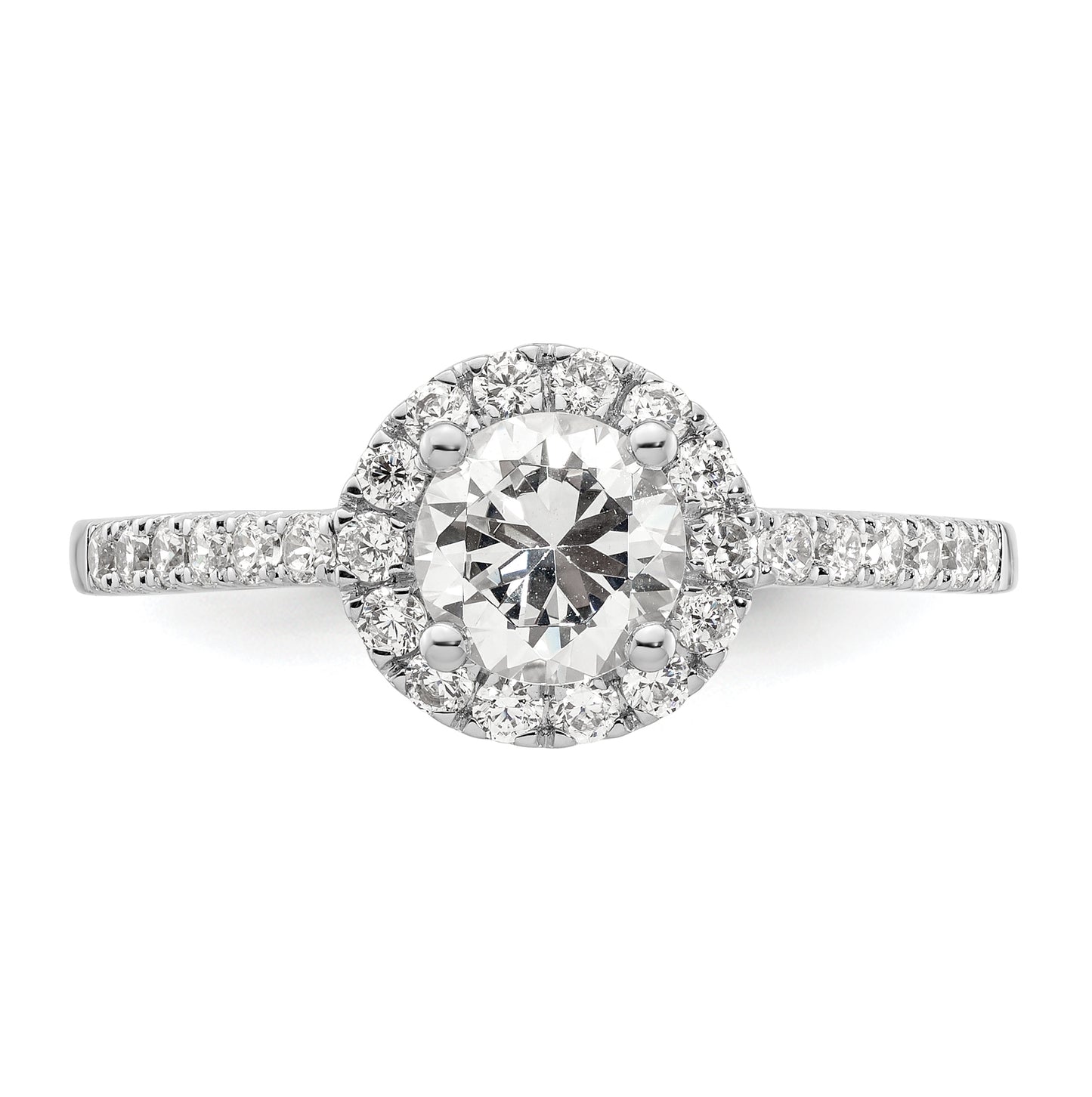 14K White Gold Halo Plus (Holds 3/4 carat (5.8mm) Round Center) 3/8 carat Diamond Semi-Mount Engagement Ring,  1.8 to 1.9 mm (tapered)