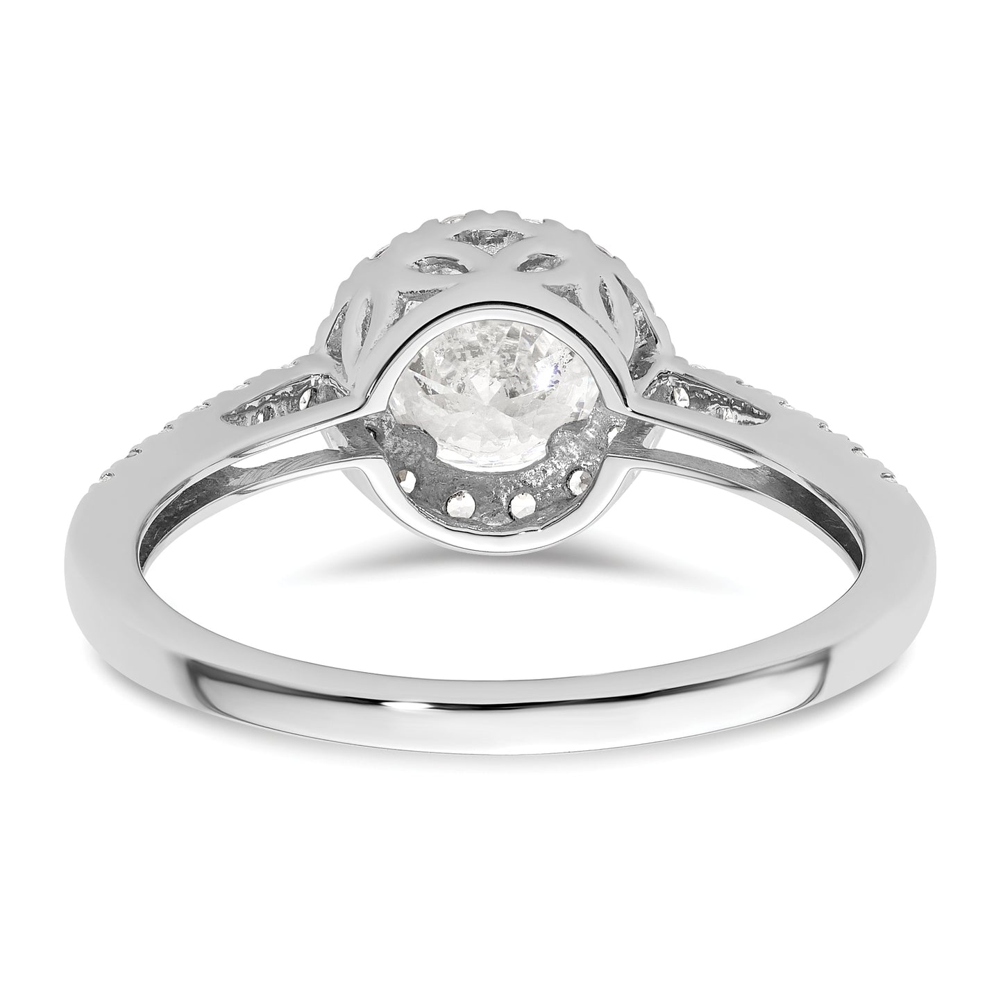 14K White Gold Halo Plus (Holds 3/4 carat (5.8mm) Round Center) 3/8 carat Diamond Semi-Mount Engagement Ring,  1.8 to 1.9 mm (tapered)