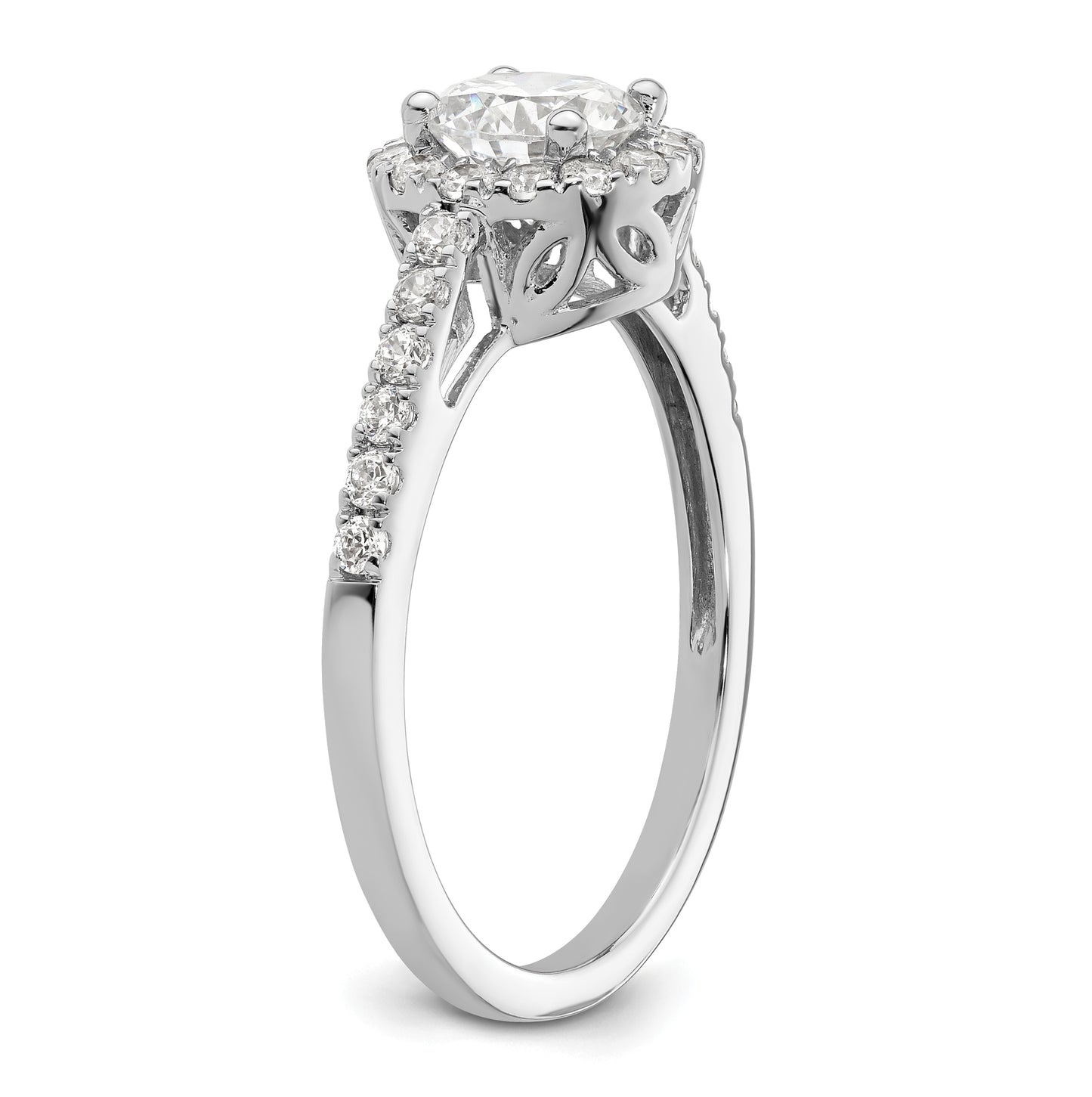 14K White Gold Halo Plus (Holds 3/4 carat (5.8mm) Round Center) 3/8 carat Diamond Semi-Mount Engagement Ring,  1.8 to 1.9 mm (tapered)