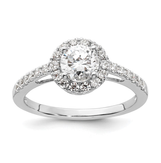 14K White Gold Halo Plus (Holds 3/4 carat (5.8mm) Round Center) 3/8 carat Diamond Semi-Mount Engagement Ring,  1.8 to 1.9 mm (tapered)