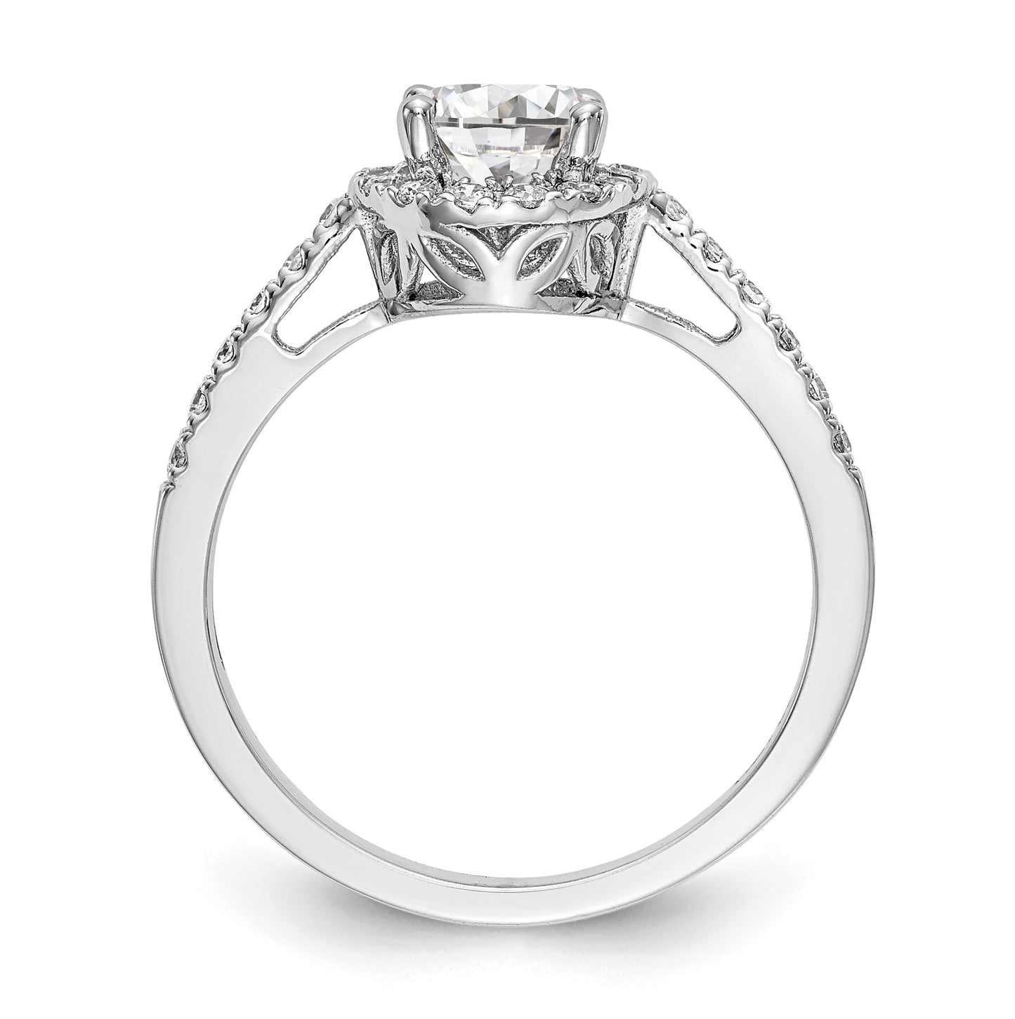 14K White Gold Halo Plus (Holds 1 ct (6.5mm) Round Center) 3/8 ct Diamond Semi-Mount Engagement Ring