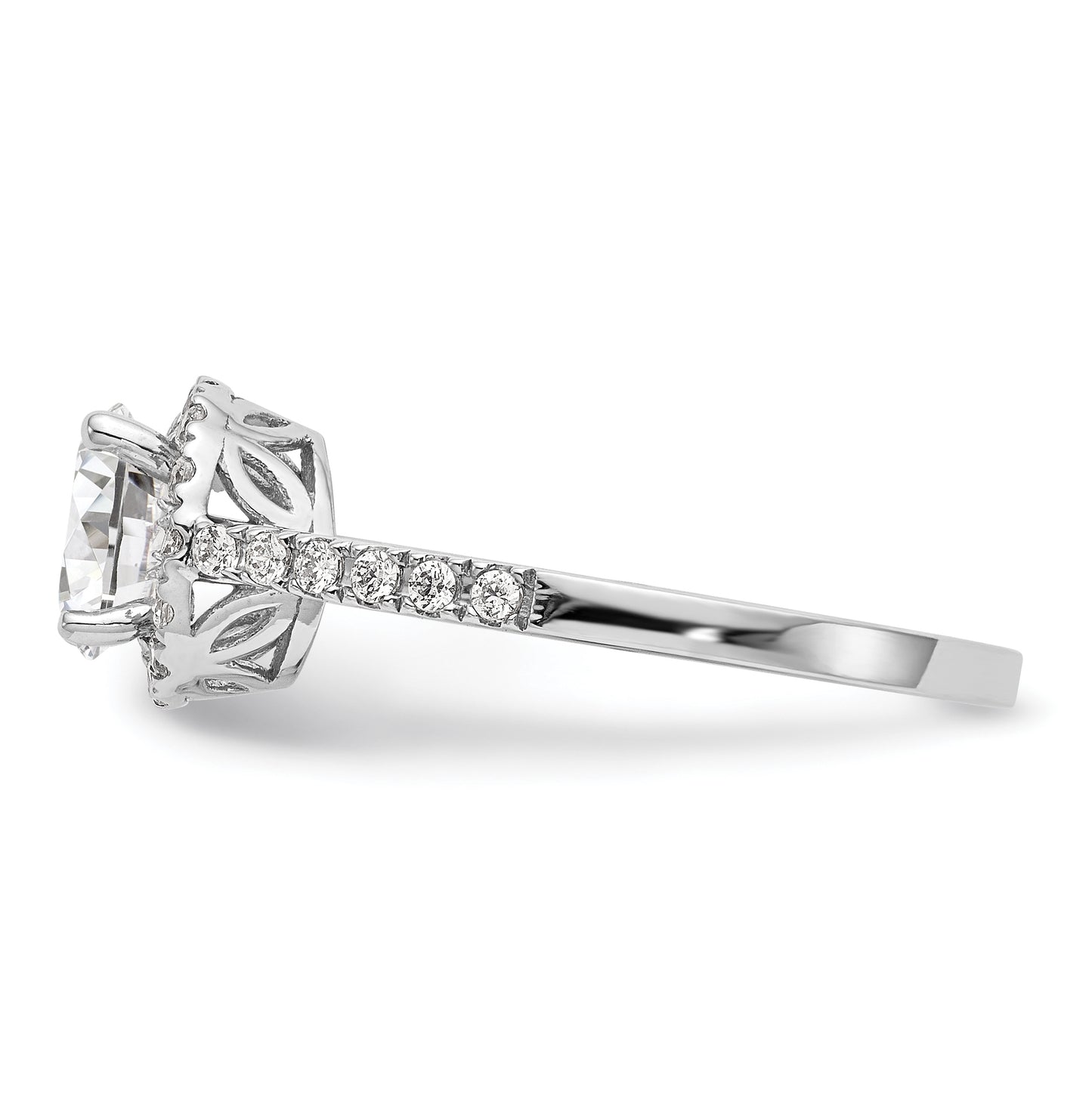 14K White Gold Halo Plus (Holds 1 ct (6.5mm) Round Center) 3/8 ct Diamond Semi-Mount Engagement Ring
