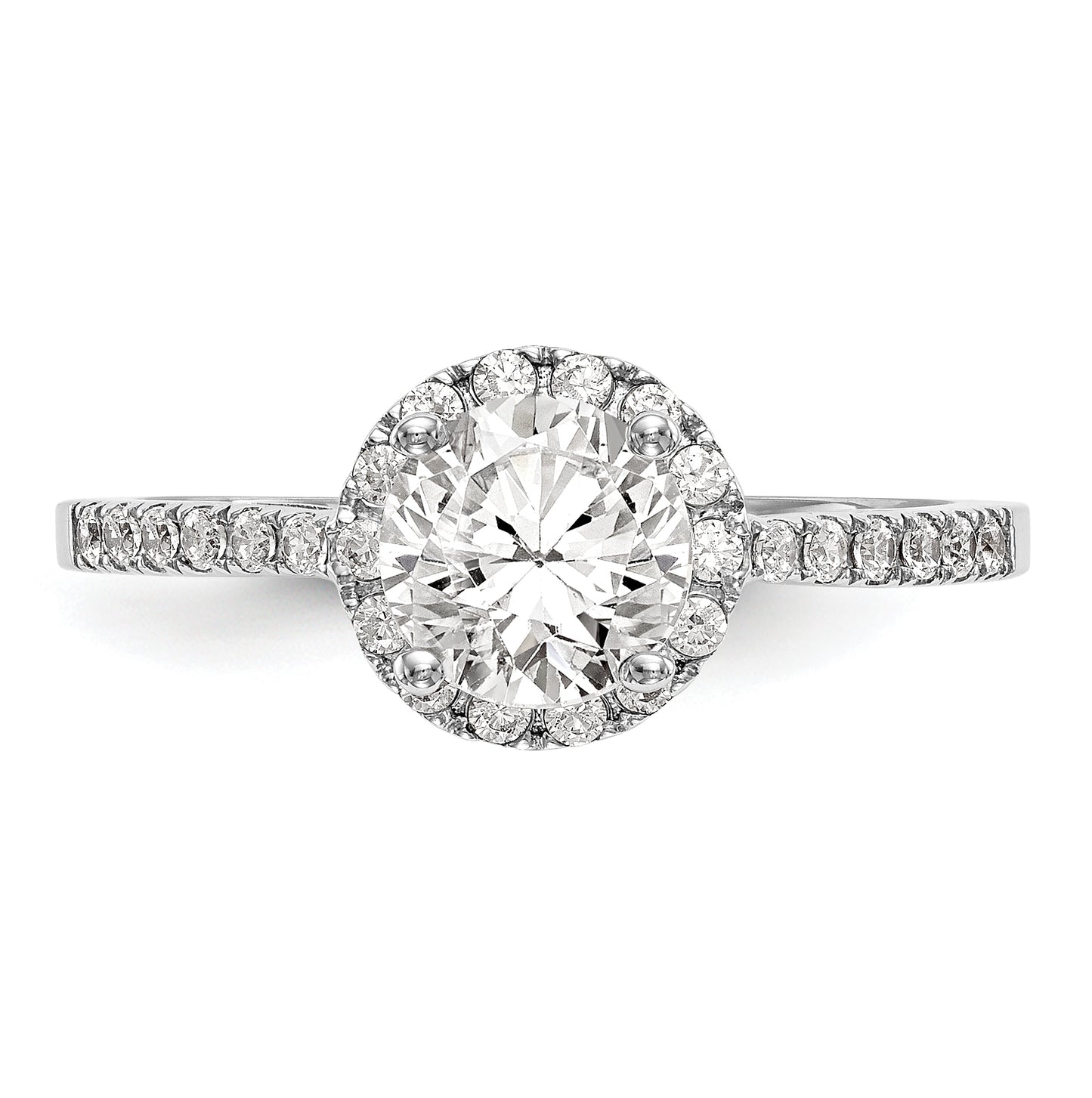 14K White Gold Halo Plus (Holds 1 ct (6.5mm) Round Center) 3/8 ct Diamond Semi-Mount Engagement Ring