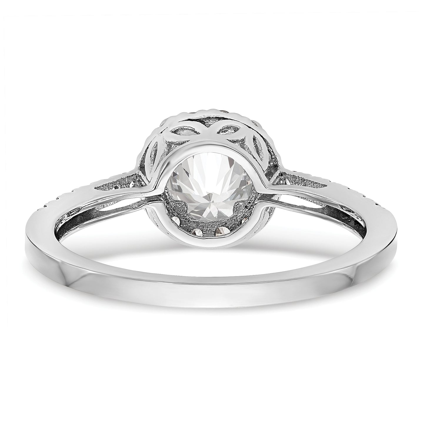 14K White Gold Halo Plus (Holds 1 ct (6.5mm) Round Center) 3/8 ct Diamond Semi-Mount Engagement Ring