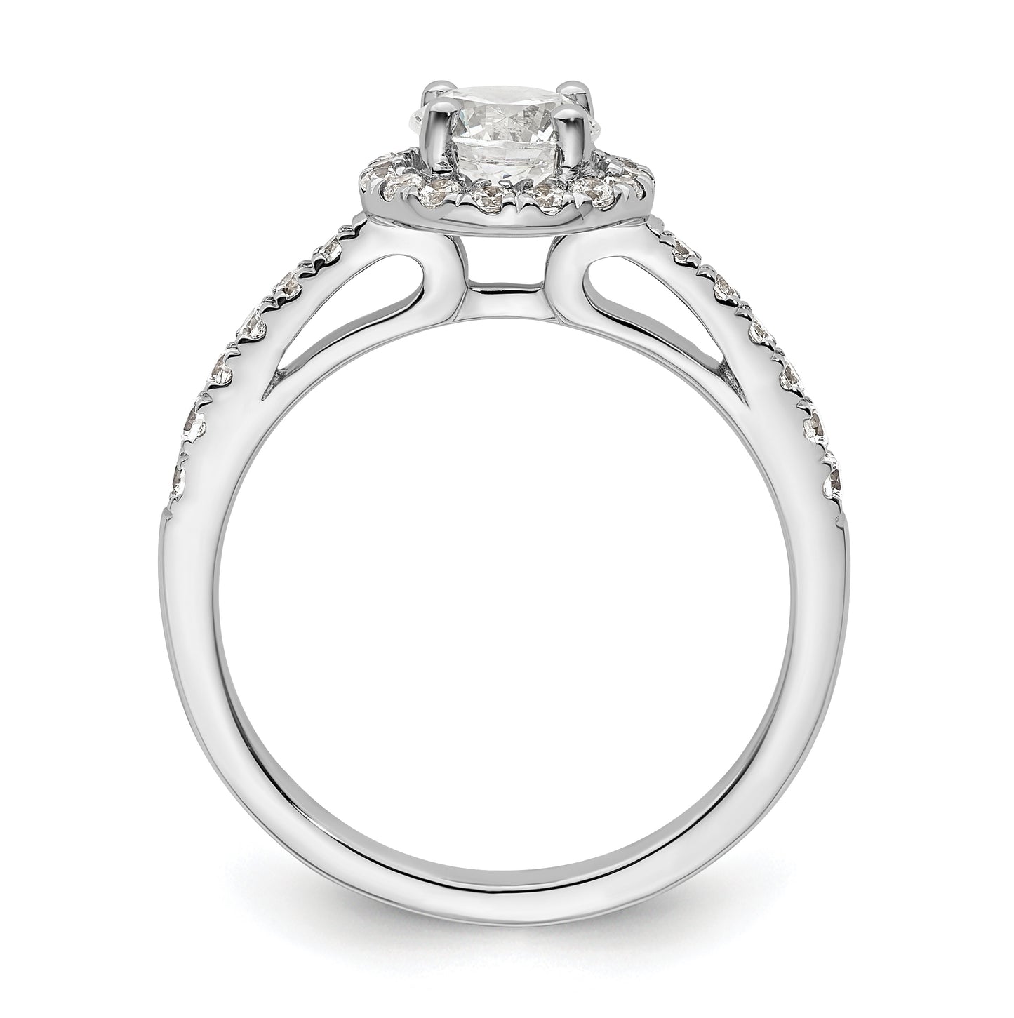 14K White Gold Halo Plus (Holds 1/2 carat (5.2mm) Round Center) 1/3 carat Diamond Semi-Mount Engagement Ring,  1.6 to 1.7 mm (tapered)