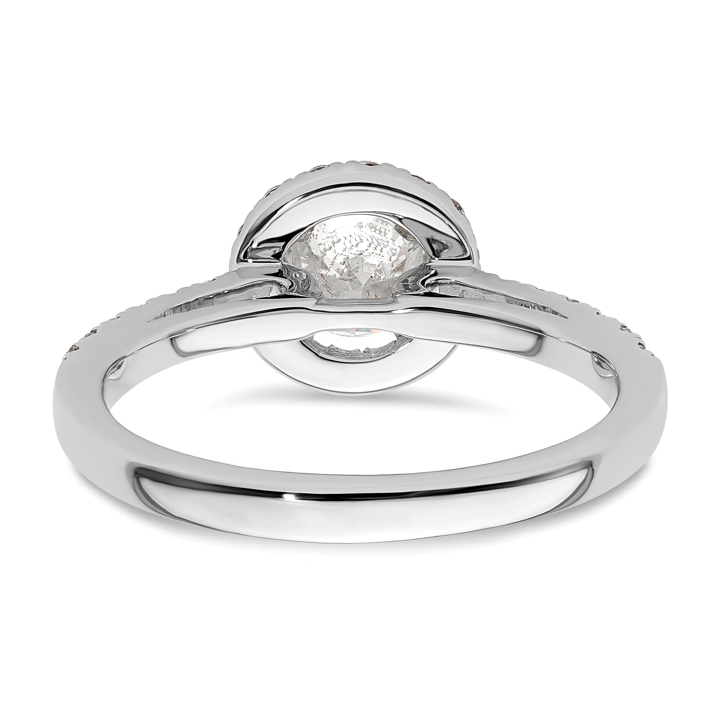 14K White Gold Halo Plus (Holds 1/2 carat (5.2mm) Round Center) 1/3 carat Diamond Semi-Mount Engagement Ring,  1.6 to 1.7 mm (tapered)