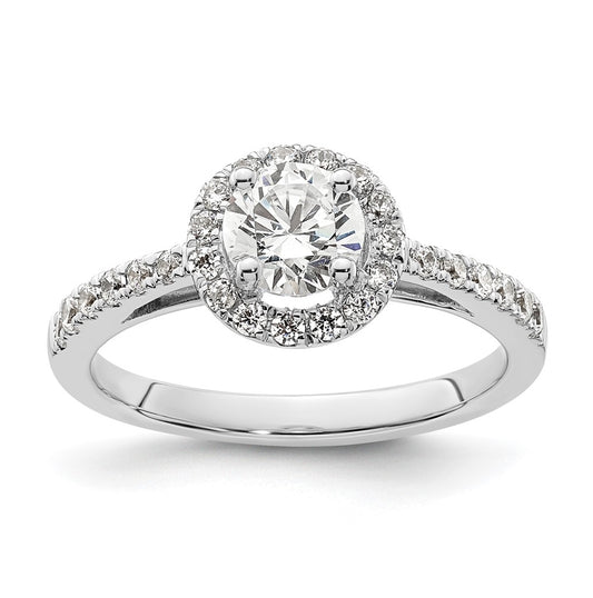 14K White Gold Halo Plus (Holds 1/2 carat (5.2mm) Round Center) 1/3 carat Diamond Semi-Mount Engagement Ring,  1.6 to 1.7 mm (tapered)
