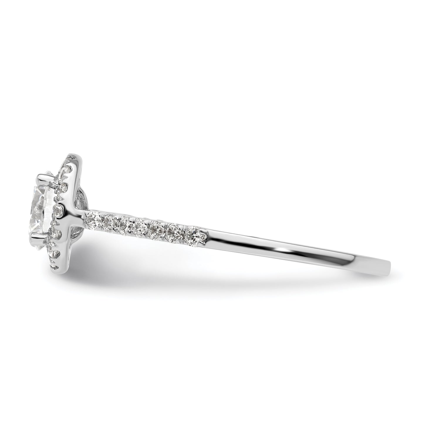 14K White Gold Halo Plus (Holds 3/4 carat (5.8mm) Round Center) 3/8 carat Diamond Semi-Mount Engagement Ring,  1.9 to 2.1 mm (tapered)