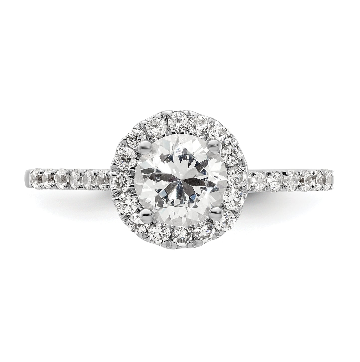 14K White Gold Halo Plus (Holds 3/4 carat (5.8mm) Round Center) 3/8 carat Diamond Semi-Mount Engagement Ring,  1.9 to 2.1 mm (tapered)