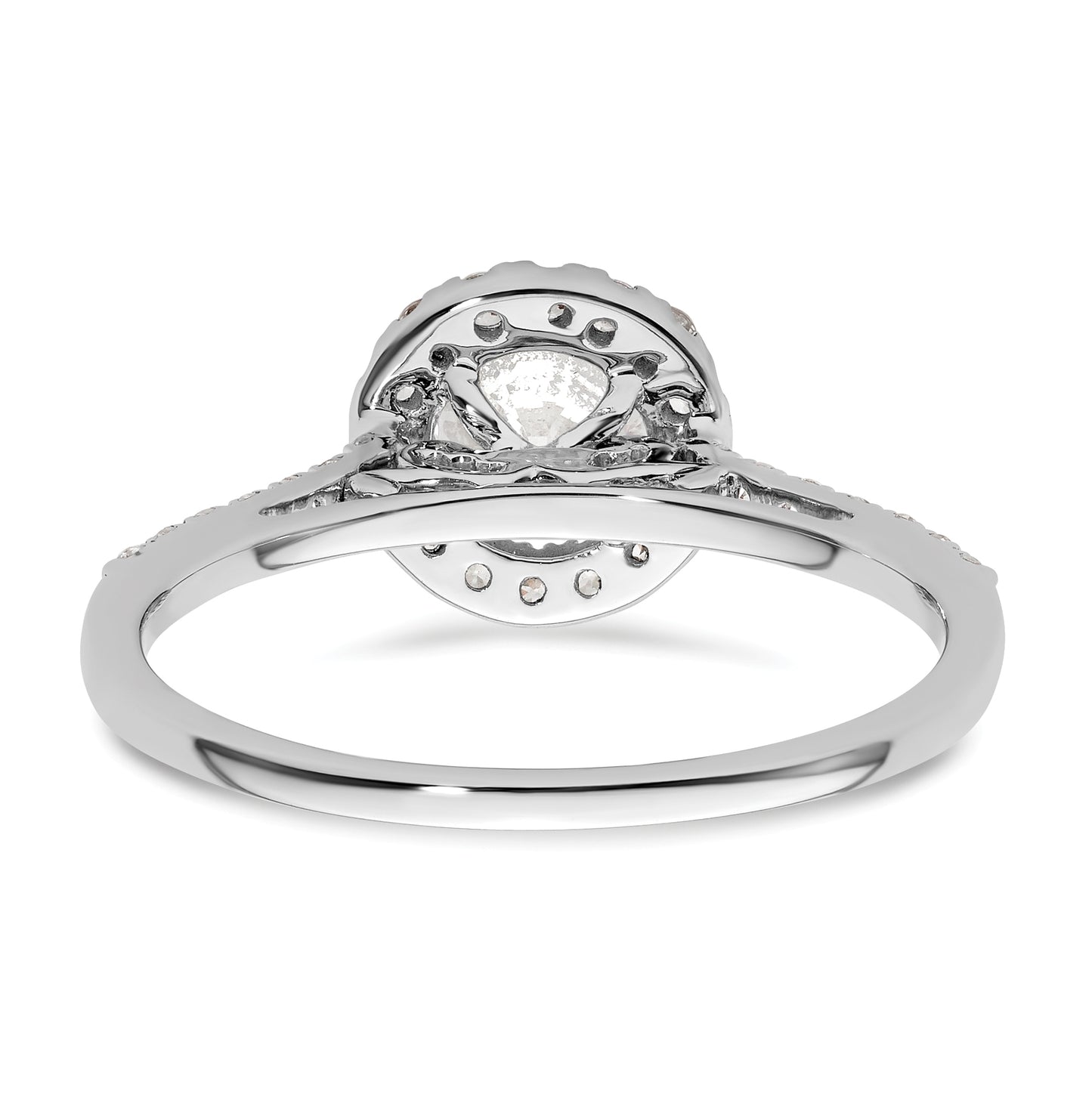 14K White Gold Halo Plus (Holds 3/4 carat (5.8mm) Round Center) 3/8 carat Diamond Semi-Mount Engagement Ring,  1.9 to 2.1 mm (tapered)