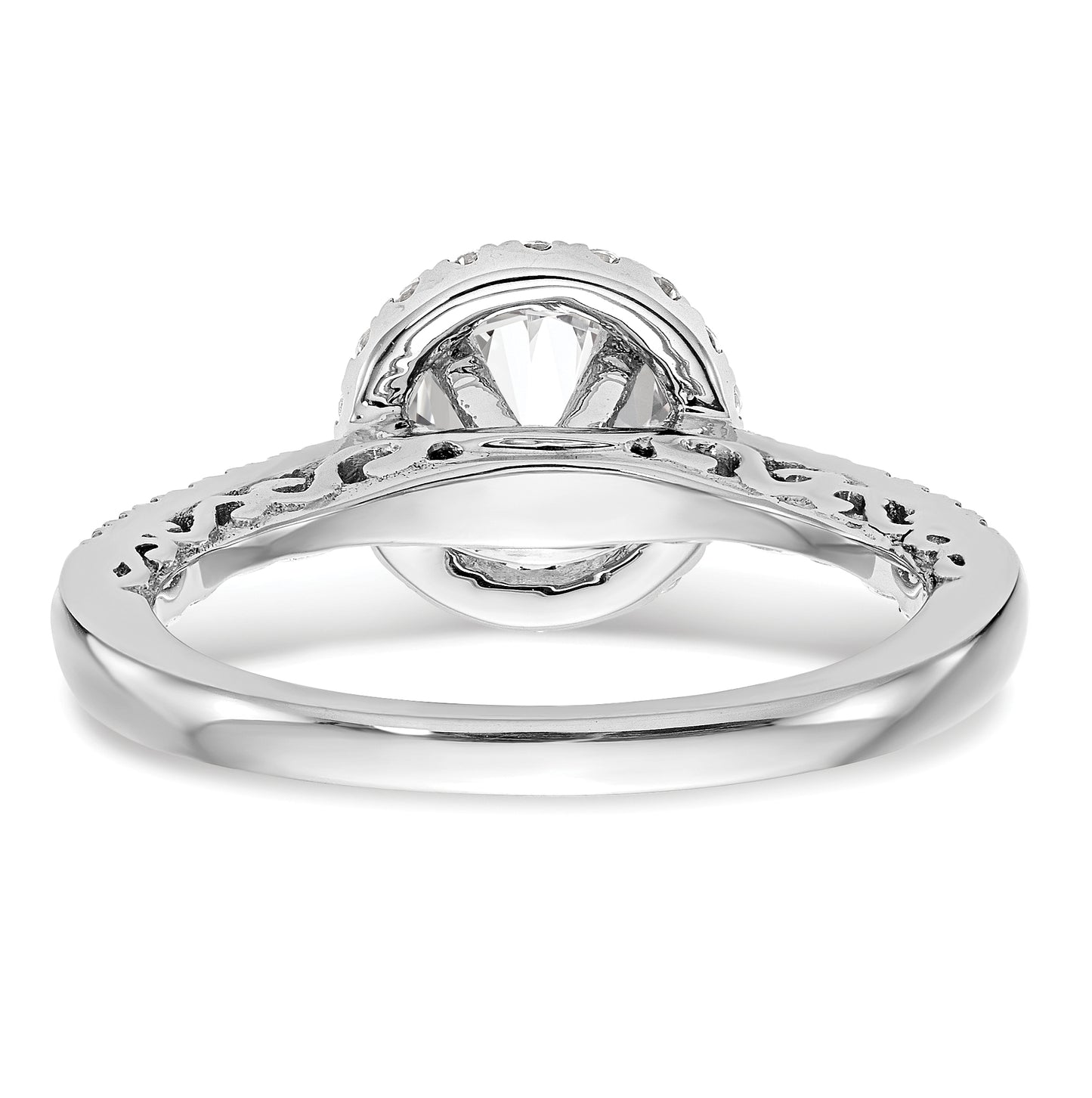 14K White Gold Round Diamond Semi-Mount Halo Engagement Ring,  2.3 mm