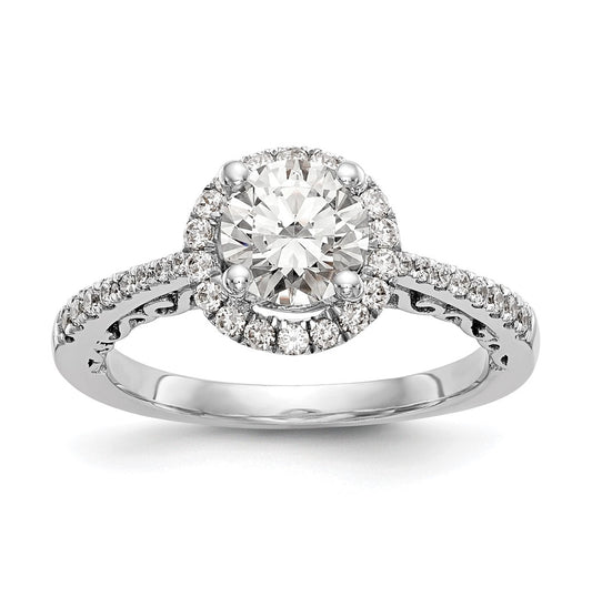 14K White Gold Round Diamond Semi-Mount Halo Engagement Ring,  2.3 mm