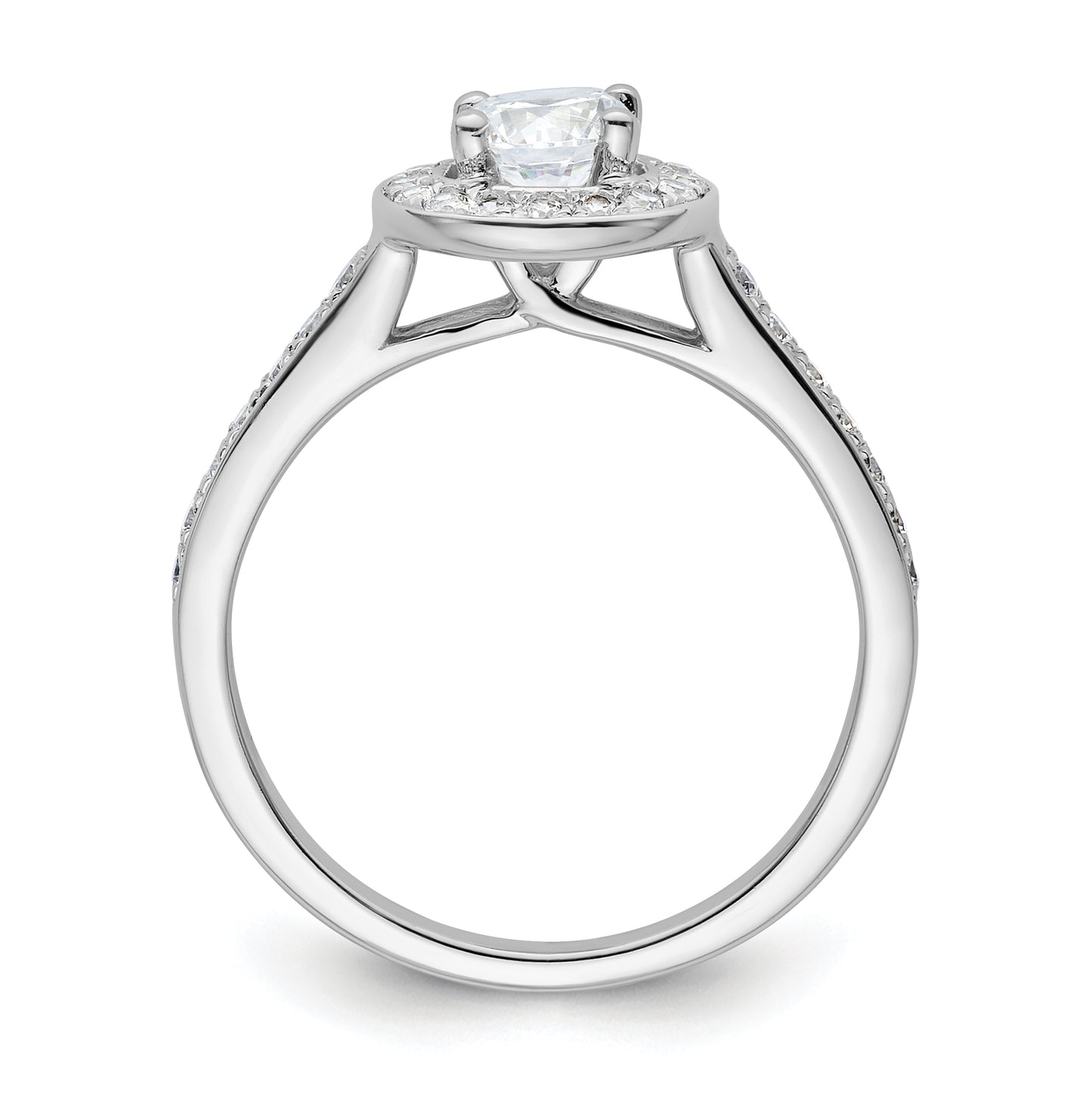 14K White Gold Halo Plus (Holds 1/2 carat (5.2mm) Round Center) 1/3 carat Diamond Semi-Mount Engagement Ring,  2.3 mm