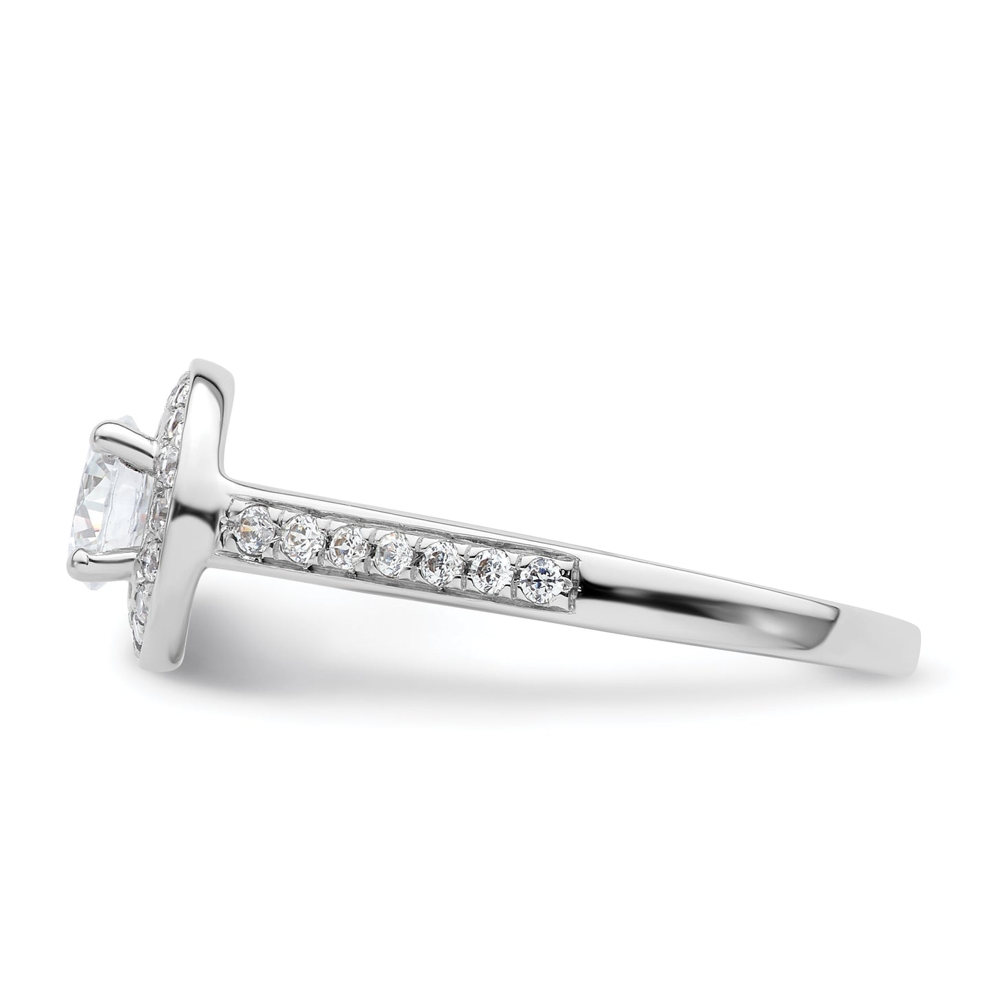 14K White Gold Halo Plus (Holds 1/2 carat (5.2mm) Round Center) 1/3 carat Diamond Semi-Mount Engagement Ring,  2.3 mm