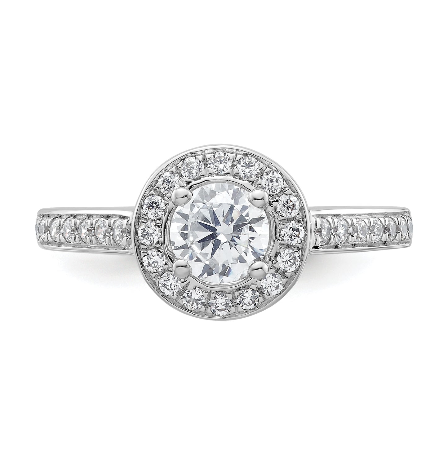 14K White Gold Halo Plus (Holds 1/2 carat (5.2mm) Round Center) 1/3 carat Diamond Semi-Mount Engagement Ring,  2.3 mm