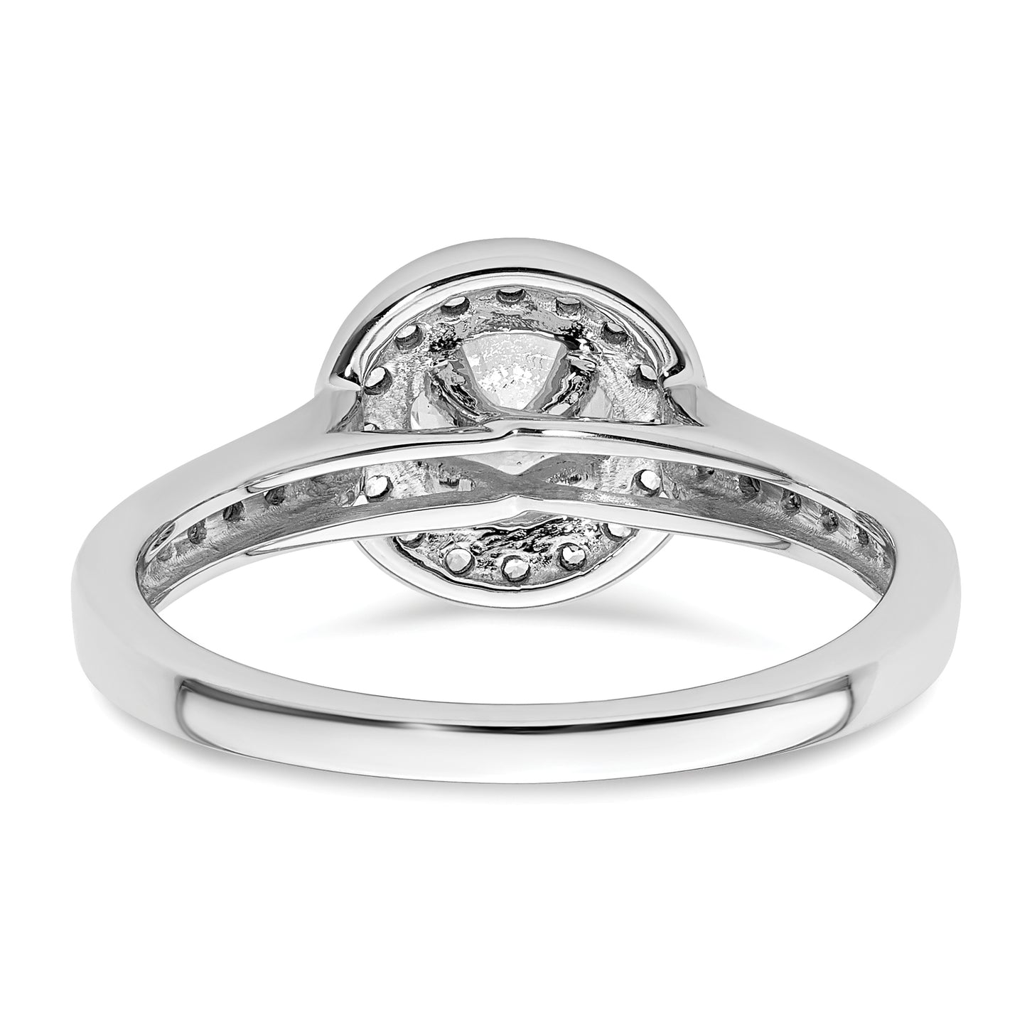 14K White Gold Halo Plus (Holds 1/2 carat (5.2mm) Round Center) 1/3 carat Diamond Semi-Mount Engagement Ring,  2.3 mm