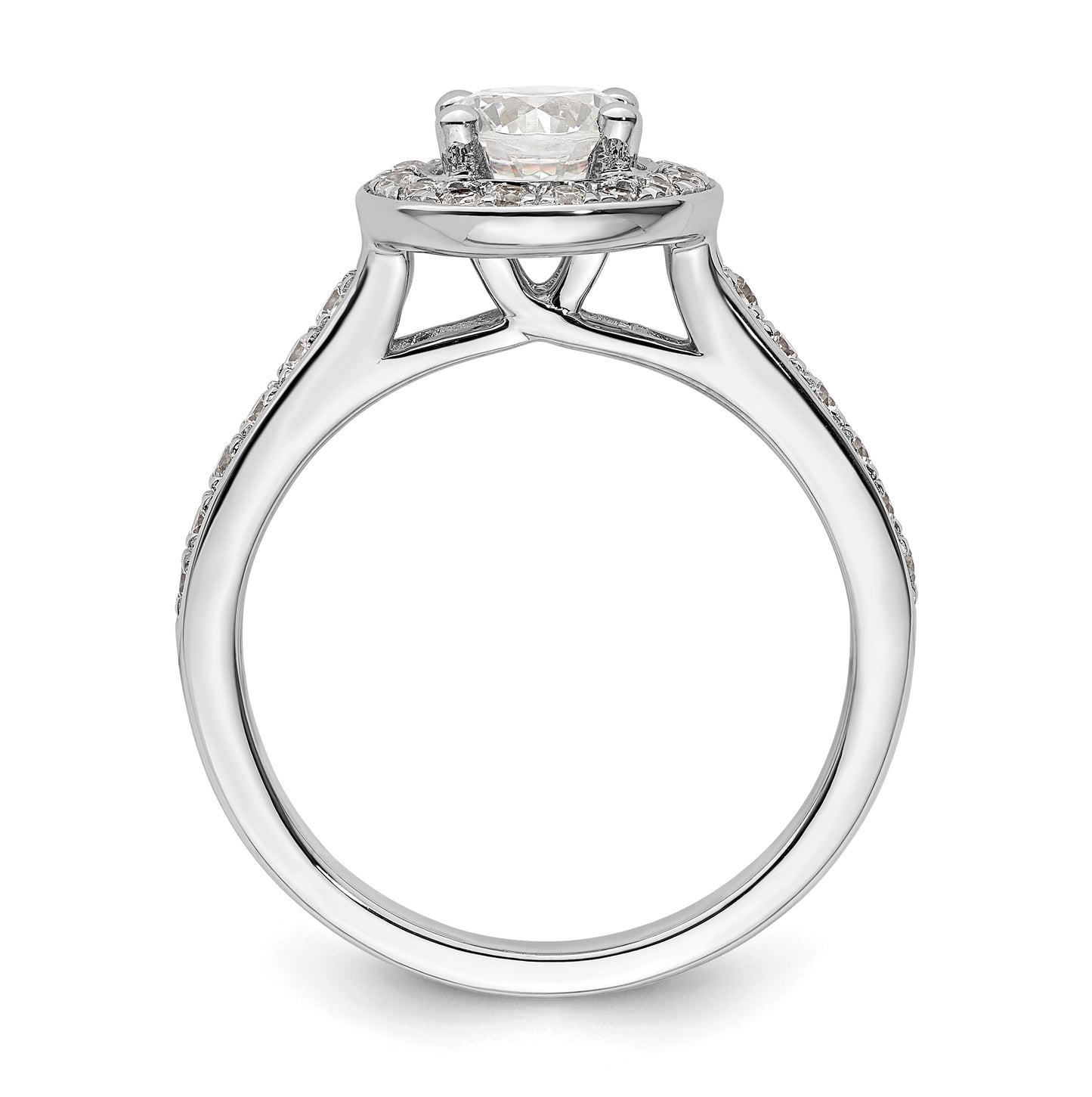 14K White Gold Halo Plus (Holds 3/4 carat (5.8mm) Round Center) 3/8 carat Diamond Semi-Mount Engagement Ring,  2.7 mm