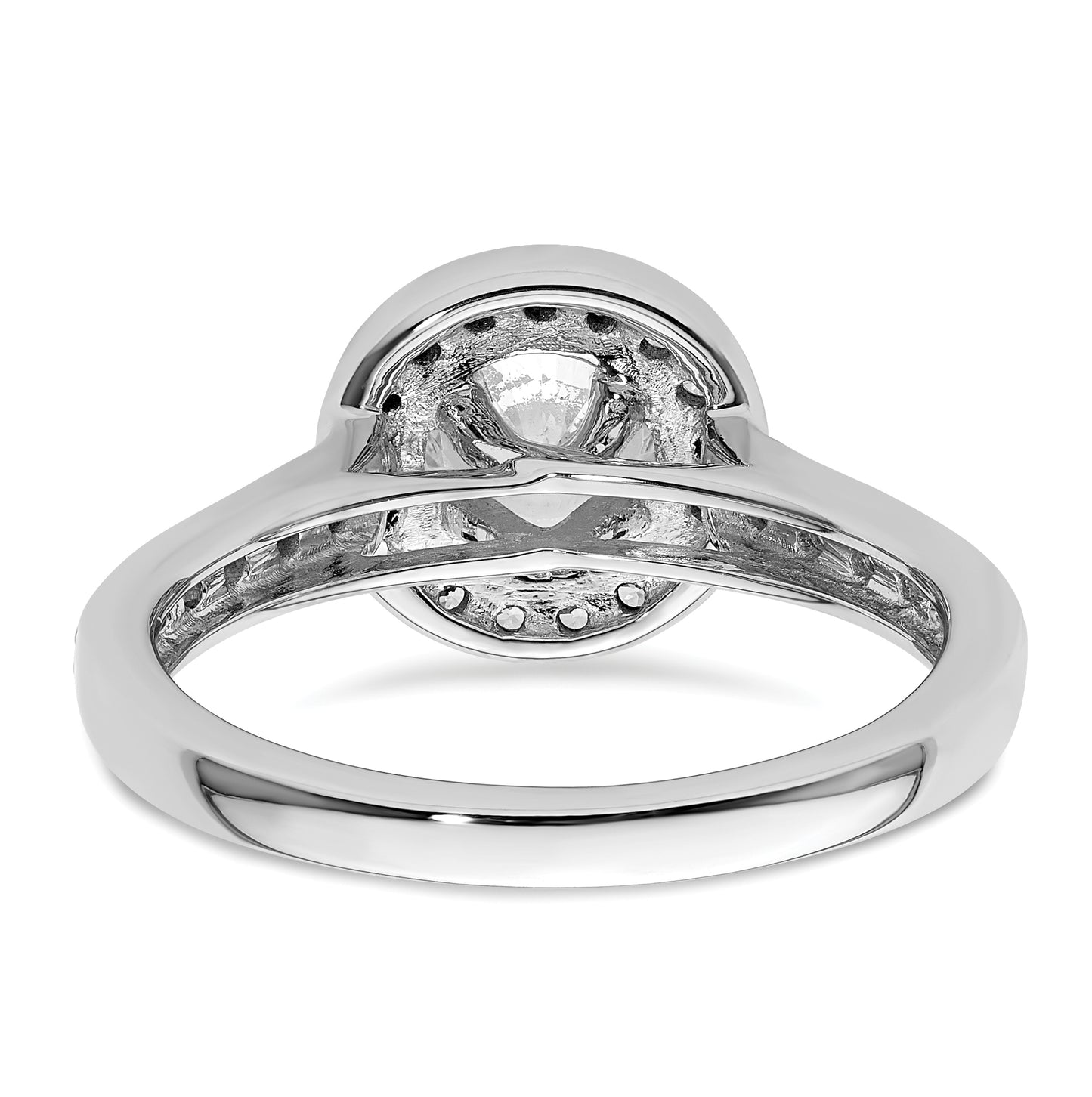 14K White Gold Halo Plus (Holds 3/4 carat (5.8mm) Round Center) 3/8 carat Diamond Semi-Mount Engagement Ring,  2.7 mm