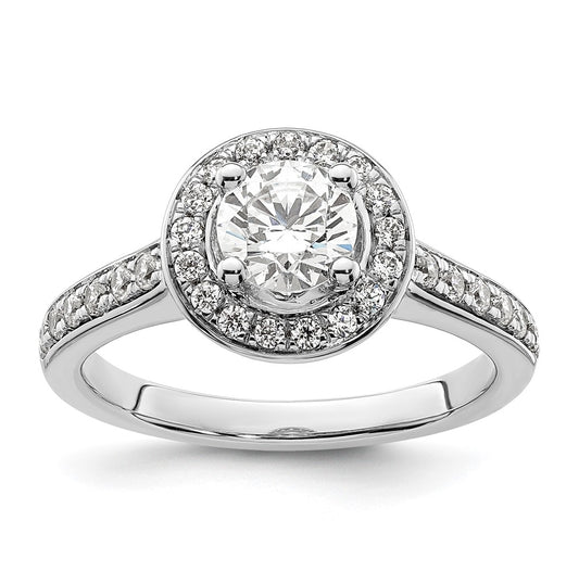 14K White Gold Halo Plus (Holds 3/4 carat (5.8mm) Round Center) 3/8 carat Diamond Semi-Mount Engagement Ring,  2.7 mm