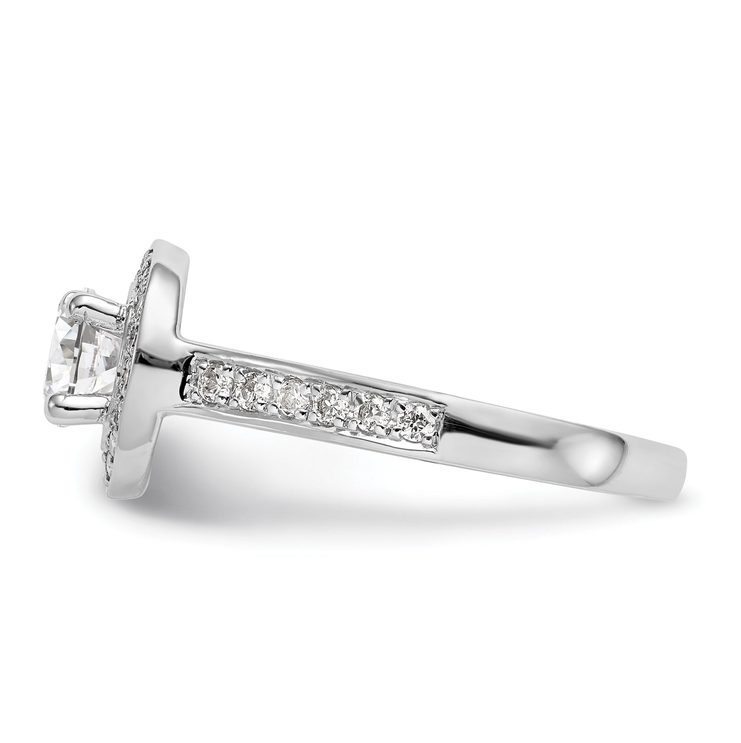 14K White Gold Halo Plus (Holds 1 carat (6.5mm) Round Center) 3/8 carat Diamond Semi-Mount Engagement Ring