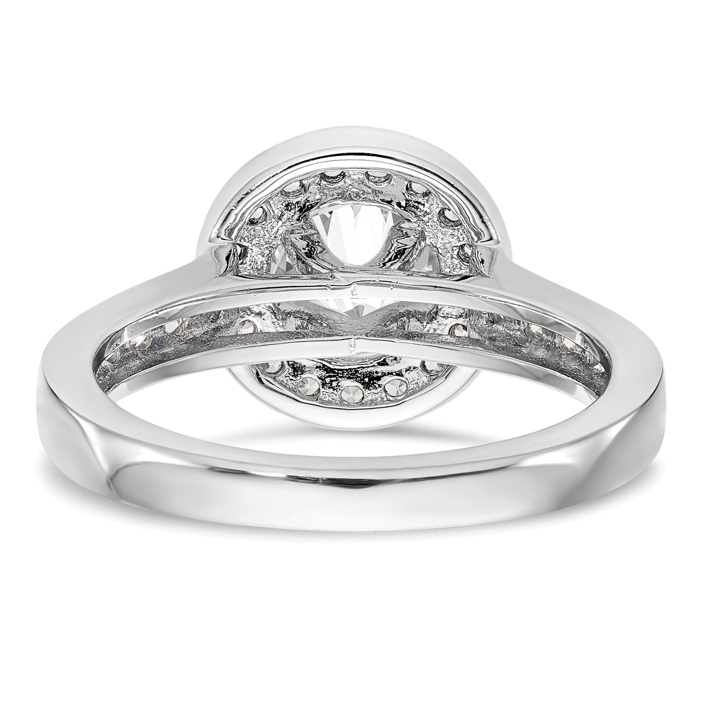 14K White Gold Halo Plus (Holds 1 carat (6.5mm) Round Center) 3/8 carat Diamond Semi-Mount Engagement Ring