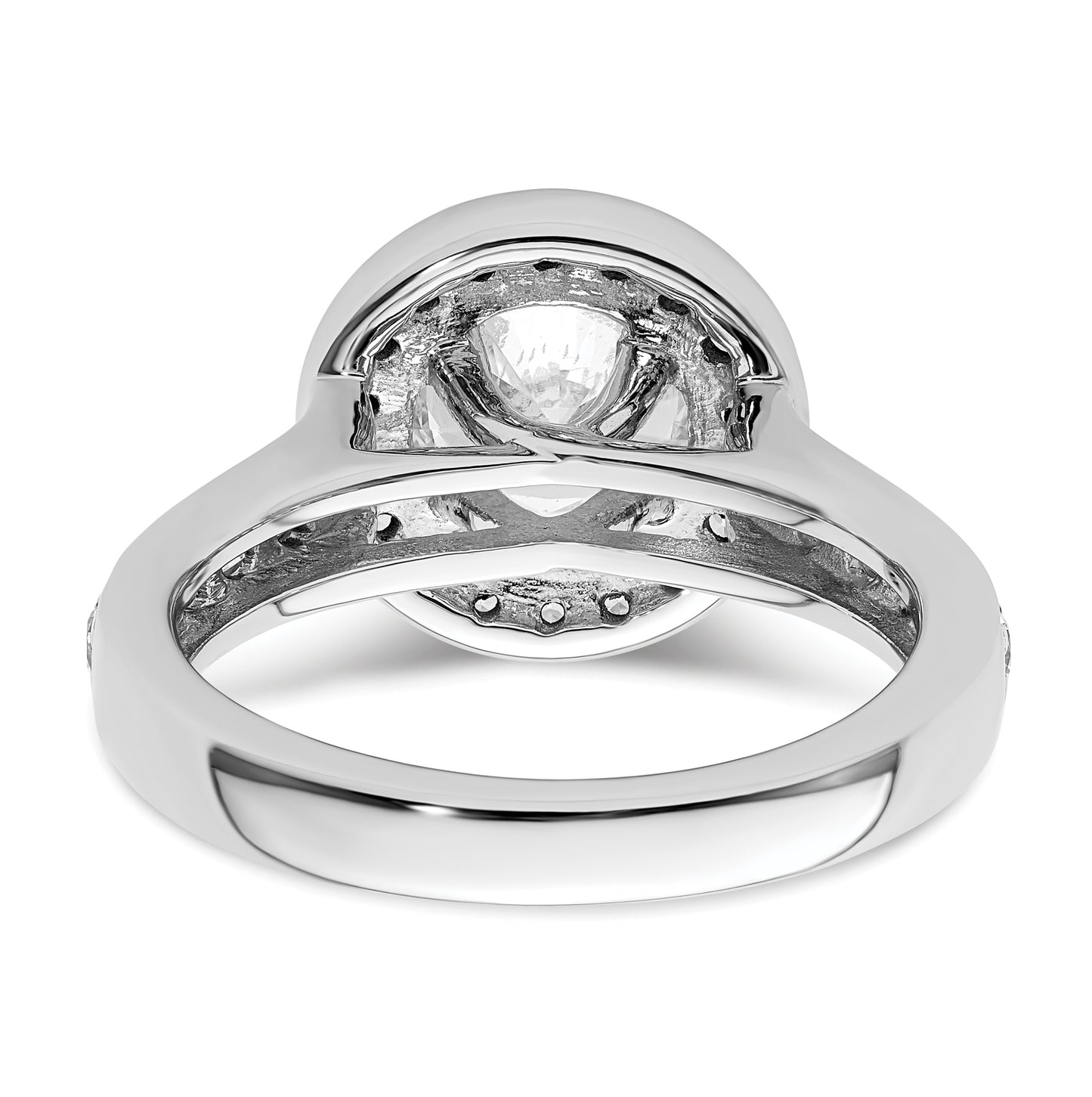14K White Gold Halo Plus (Holds 1.5 carat (7.5 mm) Round Center) 5/8 carat Diamond Semi-Mount Engagement Ring