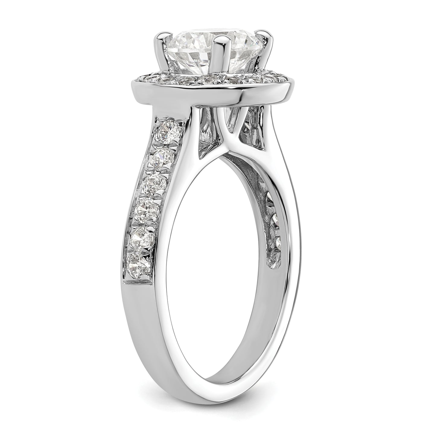 14K White Gold Halo Plus (Holds 1.5 carat (7.5 mm) Round Center) 5/8 carat Diamond Semi-Mount Engagement Ring
