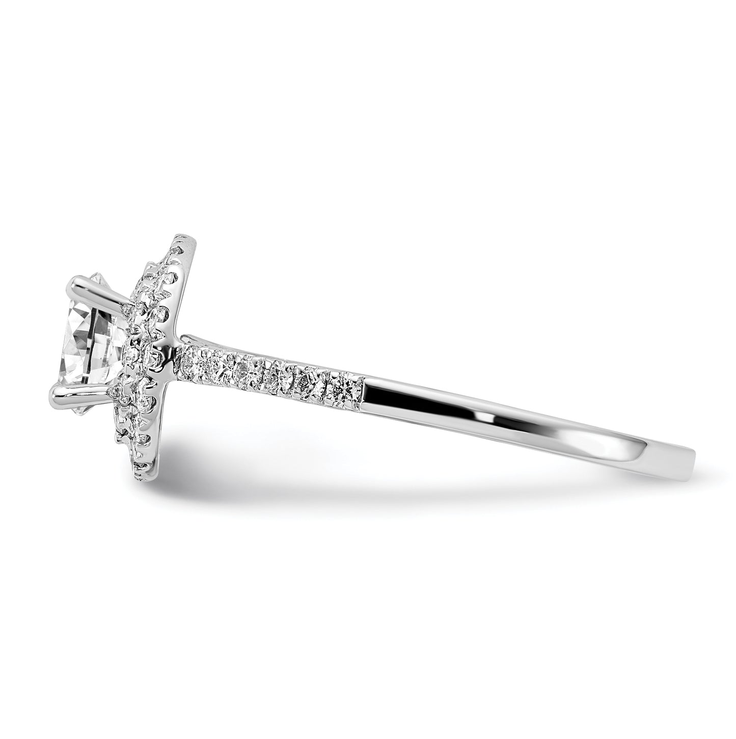 14k White Gold Double Halo (Holds 1/2 carat (5.2mm) Round Center) 3/8 carat Diamond Semi-Mount Engagement Ring