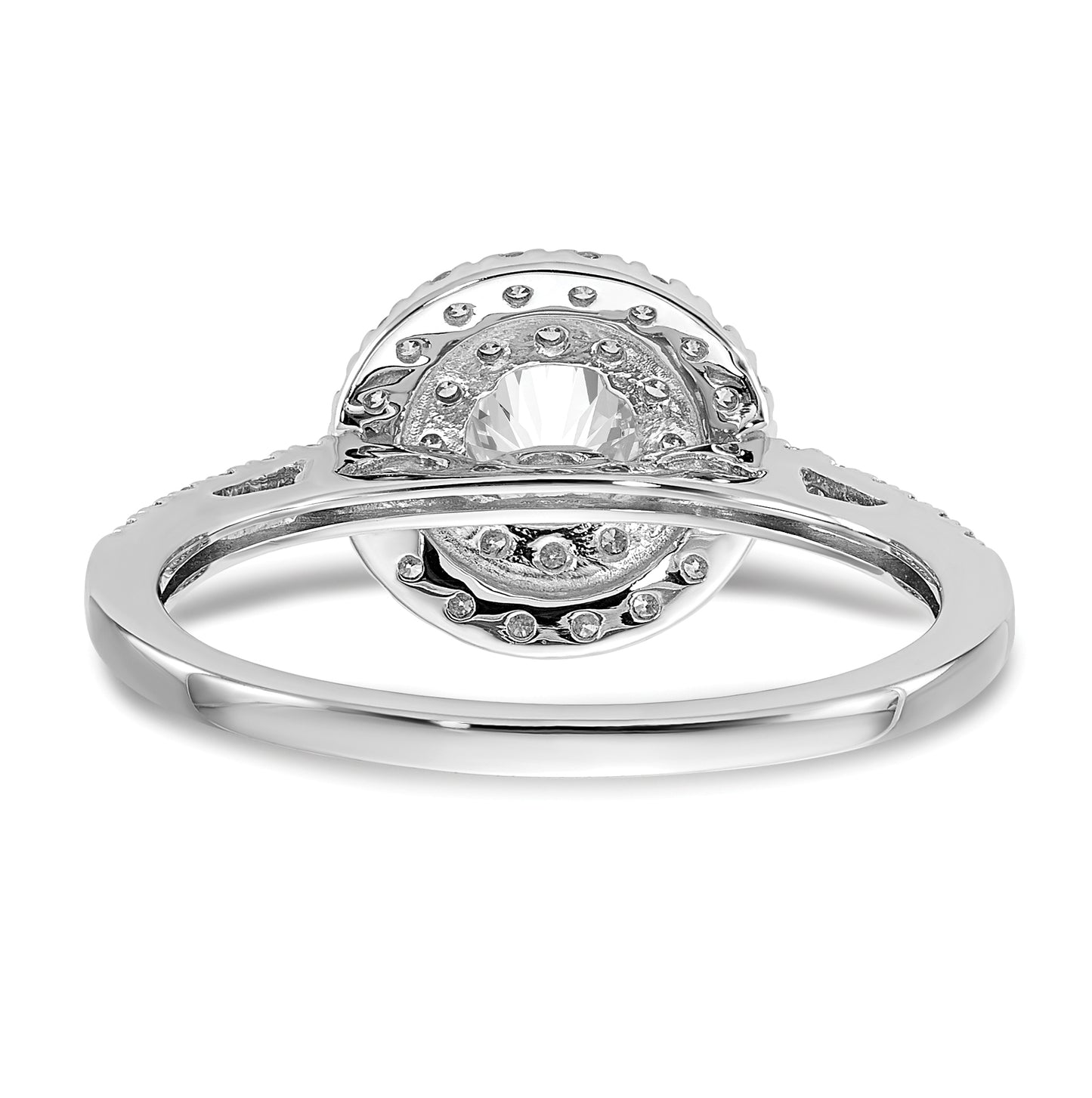 14k White Gold Double Halo (Holds 1/2 carat (5.2mm) Round Center) 3/8 carat Diamond Semi-Mount Engagement Ring