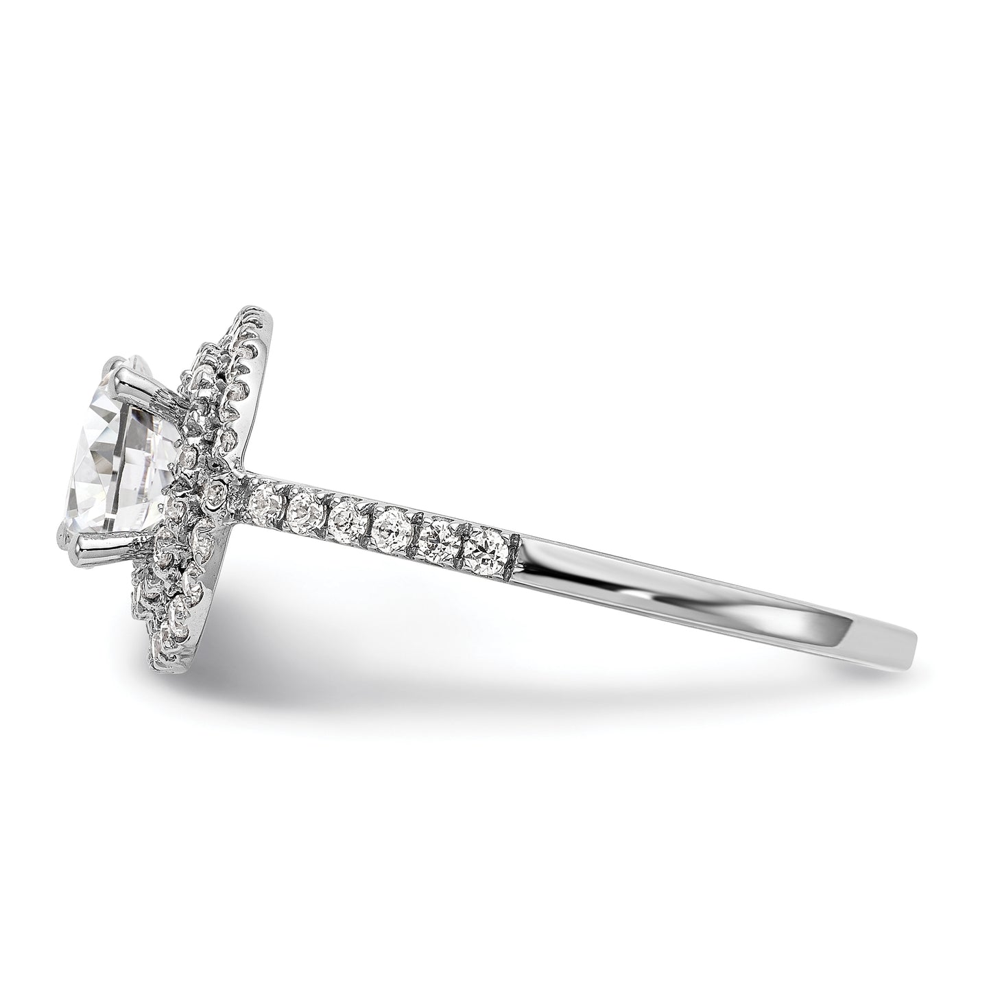 14k White Gold Double Halo (Holds 1 carat (6.5mm) Round Center) 1/2 carat Diamond Semi-Mount Engagement Ring