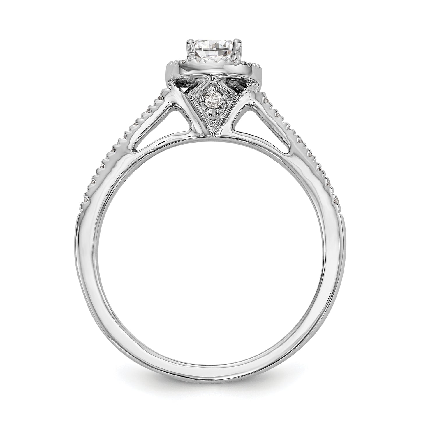 14K White Gold Halo Plus (Holds 1/3 carat (4.5 mm) Round Center) 1/5 carat Diamond Semi-Mount Engagement Ring