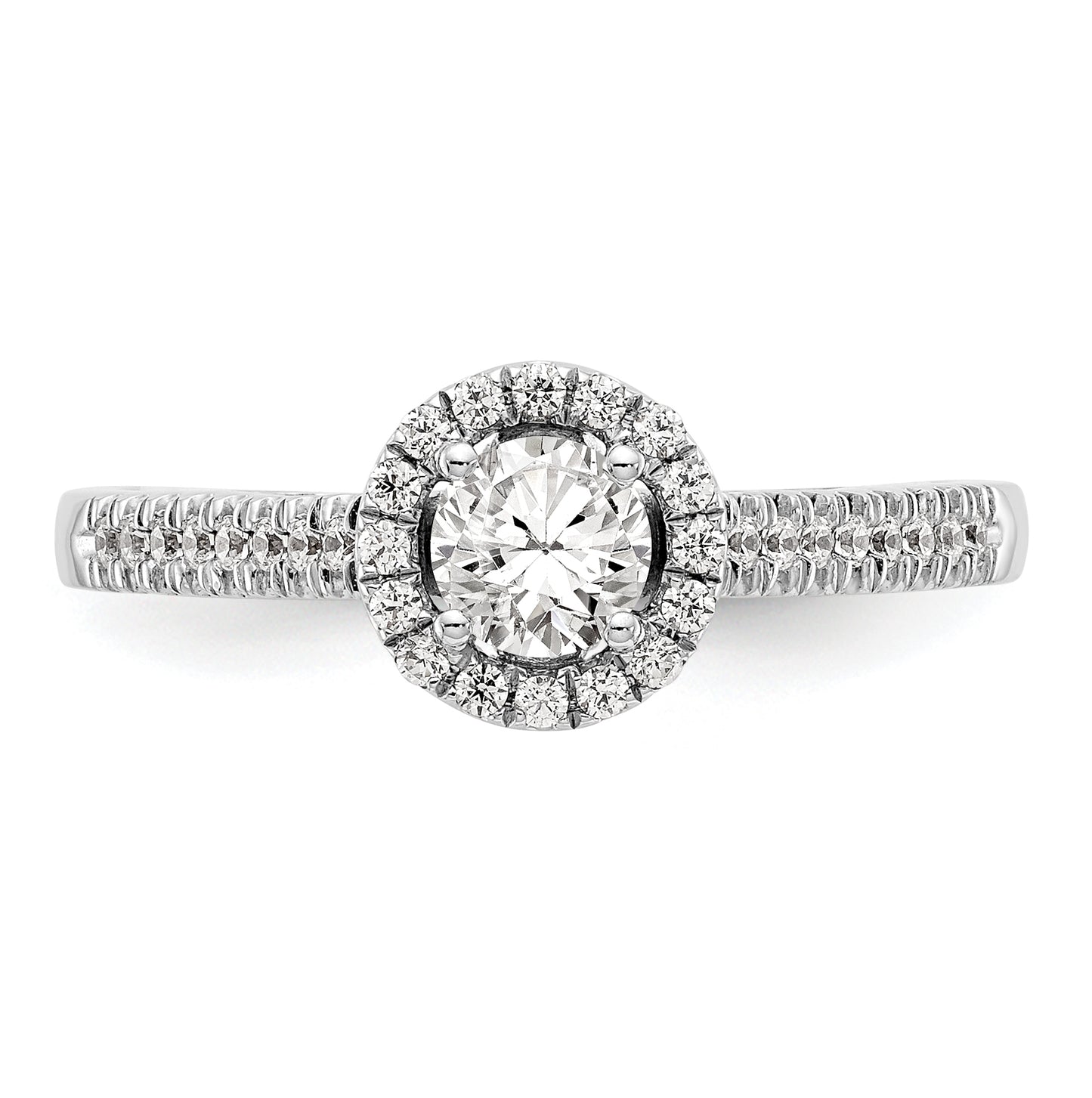 14K White Gold Halo Plus (Holds 1/3 carat (4.5 mm) Round Center) 1/5 carat Diamond Semi-Mount Engagement Ring