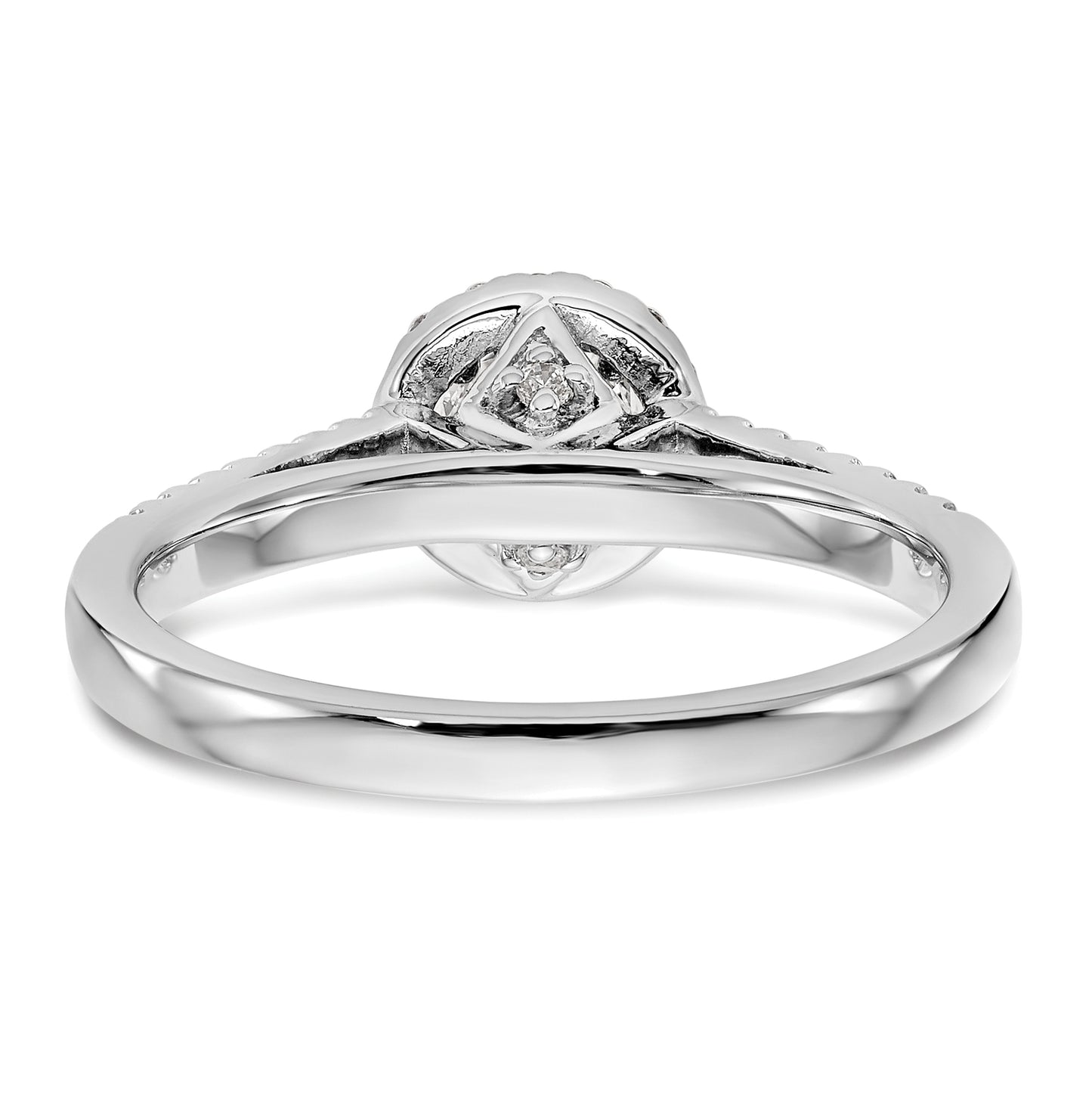 14K White Gold Halo Plus (Holds 1/3 carat (4.5 mm) Round Center) 1/5 carat Diamond Semi-Mount Engagement Ring