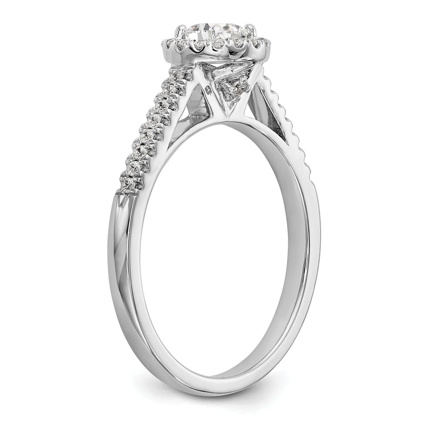 14K White Gold Halo Plus (Holds 1/3 carat (4.5 mm) Round Center) 1/5 carat Diamond Semi-Mount Engagement Ring