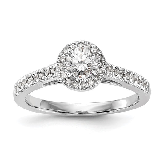 14K White Gold Halo Plus (Holds 1/3 carat (4.5 mm) Round Center) 1/5 carat Diamond Semi-Mount Engagement Ring