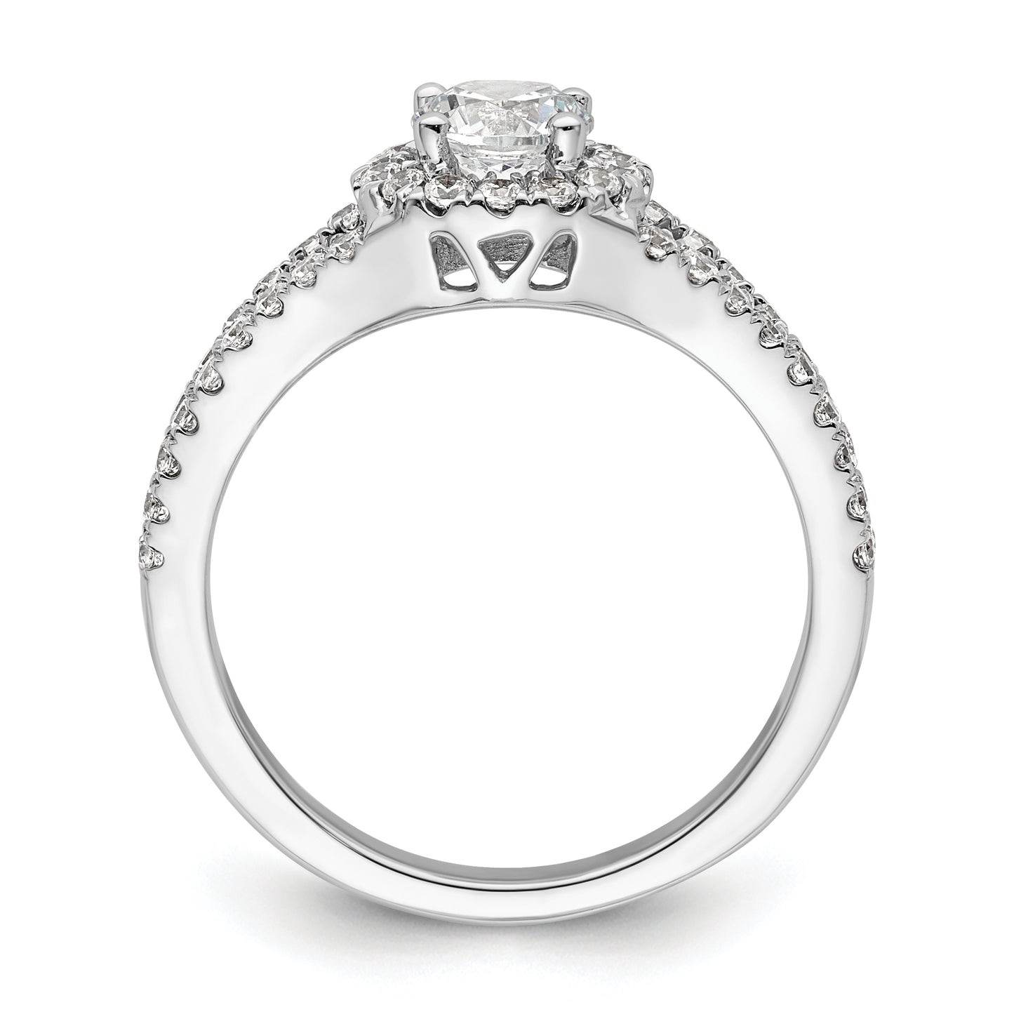 14K White Gold Halo Plus (Holds 1/2 carat (5.2 mm) Round Center) 1/2 carat Diamond Semi-Mount Engagement Ring