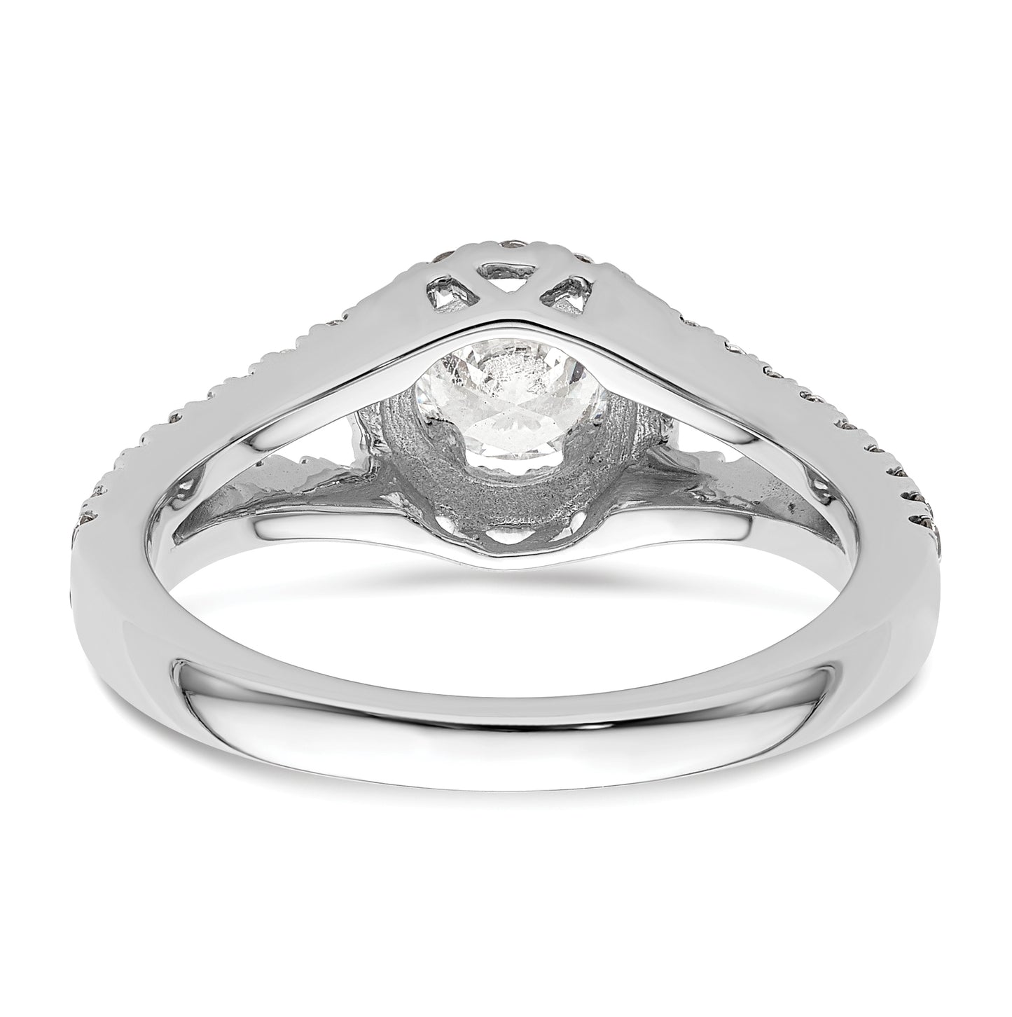 14K White Gold Halo Plus (Holds 1/2 carat (5.2 mm) Round Center) 1/2 carat Diamond Semi-Mount Engagement Ring